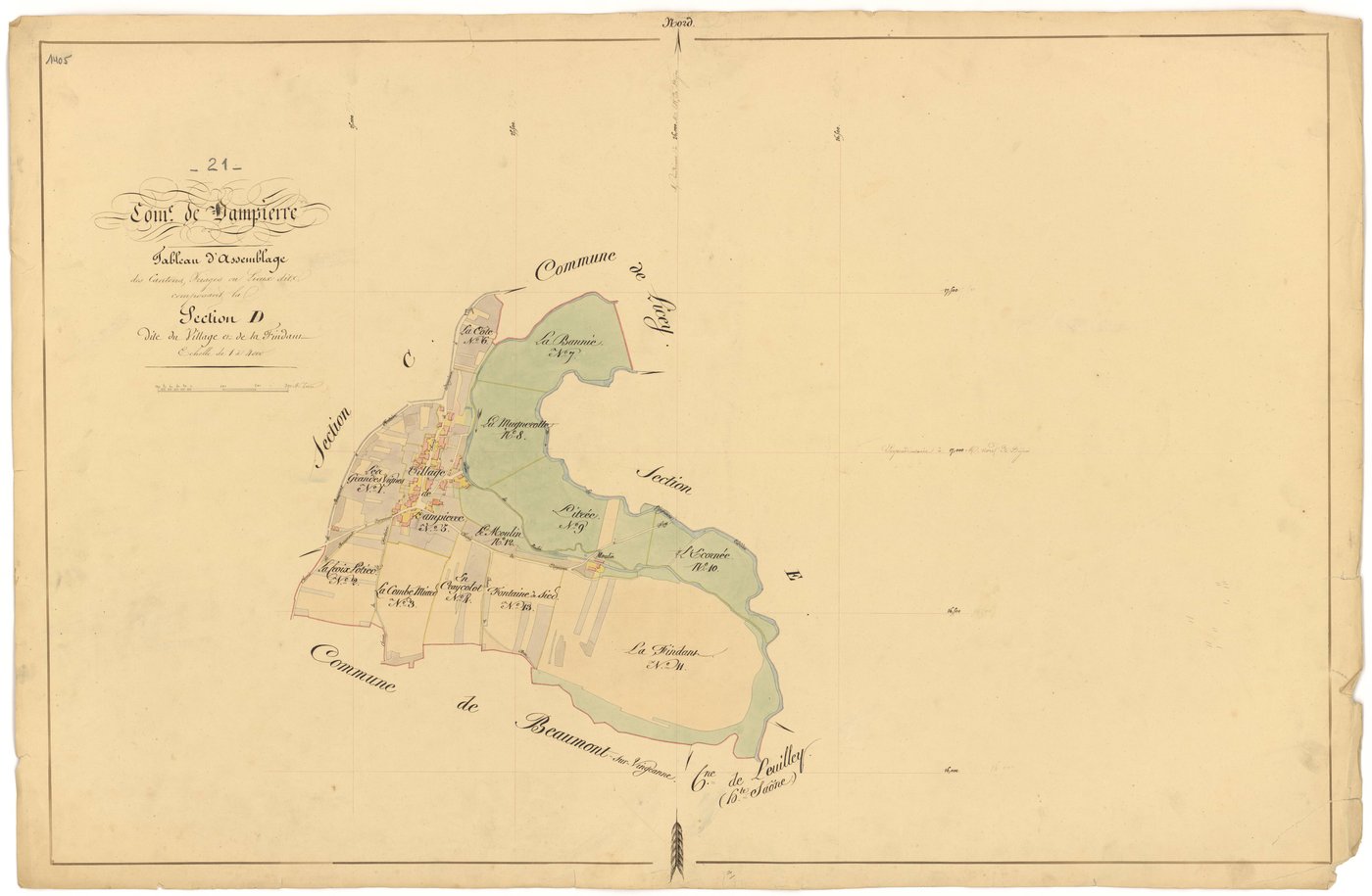 Dampierre-et-Flée - Section D (tableau d'assemblage) - 3 P PLAN 233/11