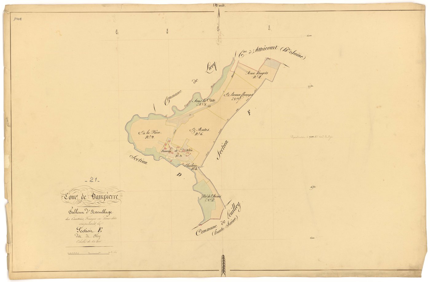 Dampierre-et-Flée - Section E (tableau d'assemblage) - 3 P PLAN 233/14