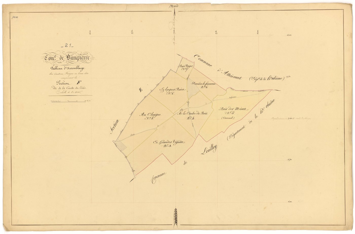 Dampierre-et-Flée - Section F (tableau d'assemblage) - 3 P PLAN 233/16