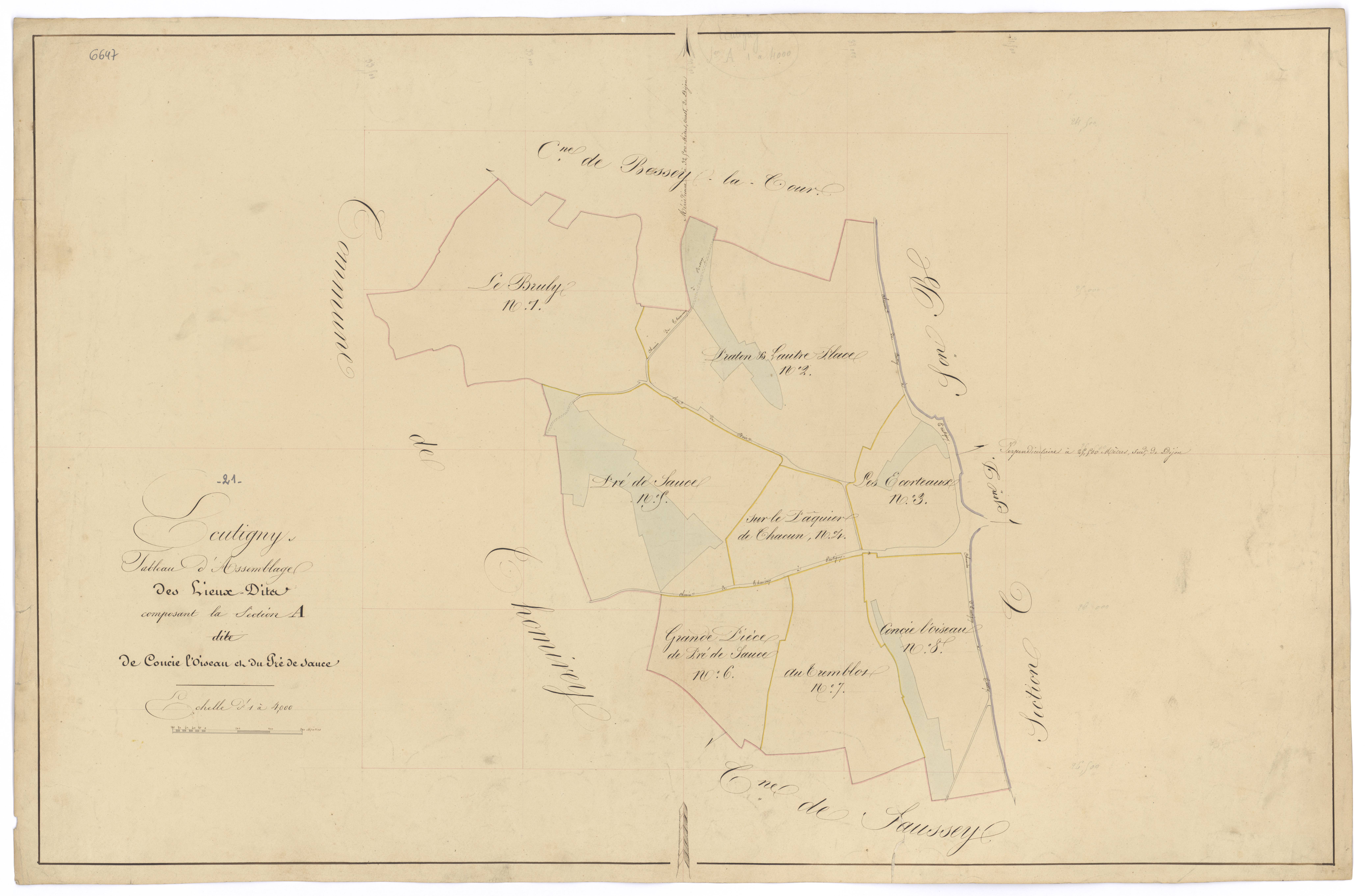 Ecutigny - Section A (tableau d'assemblage) - 3 P PLAN 251/2