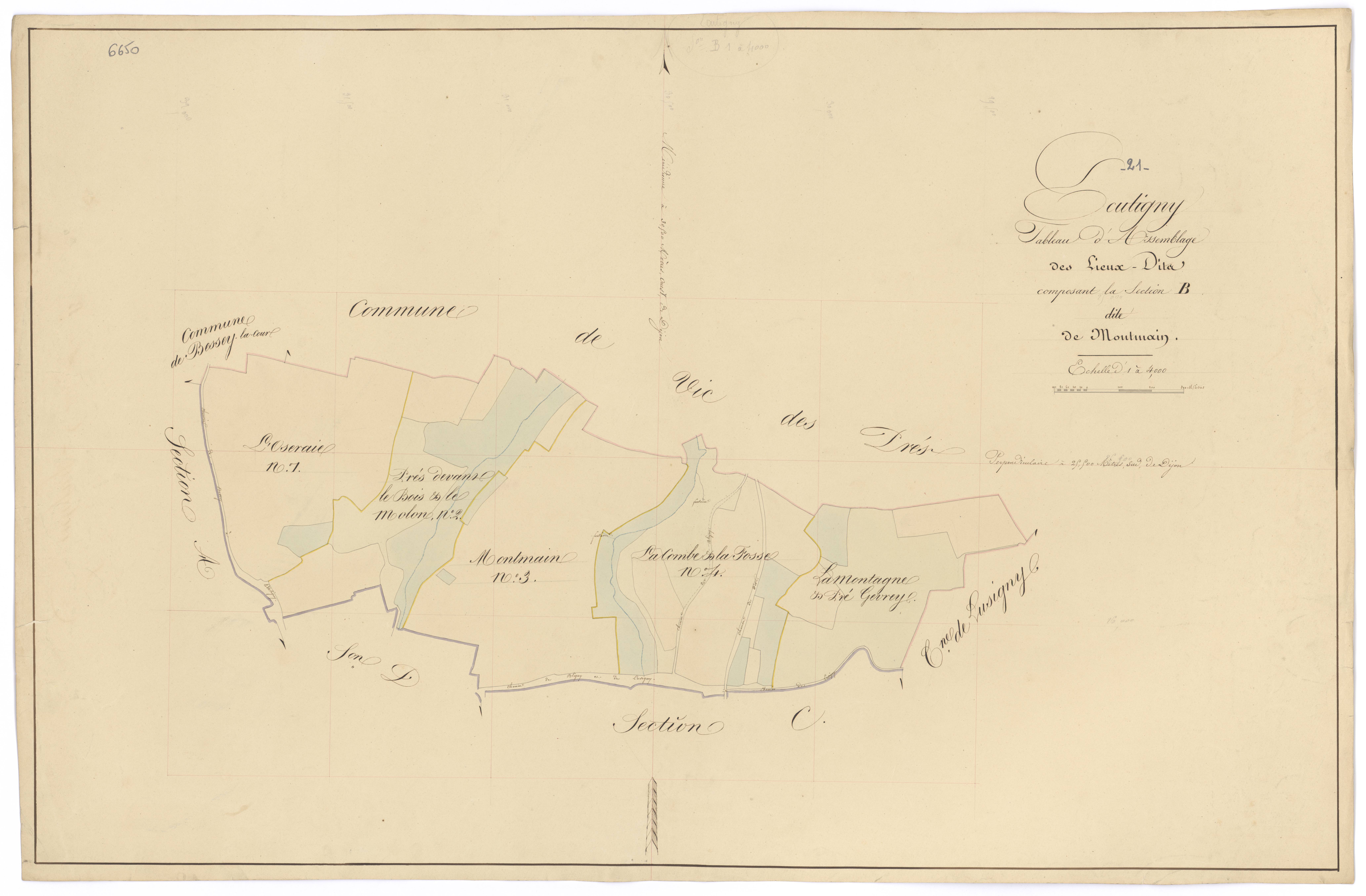 Ecutigny - Section B (tableau d'assemblage) - 3 P PLAN 251/5