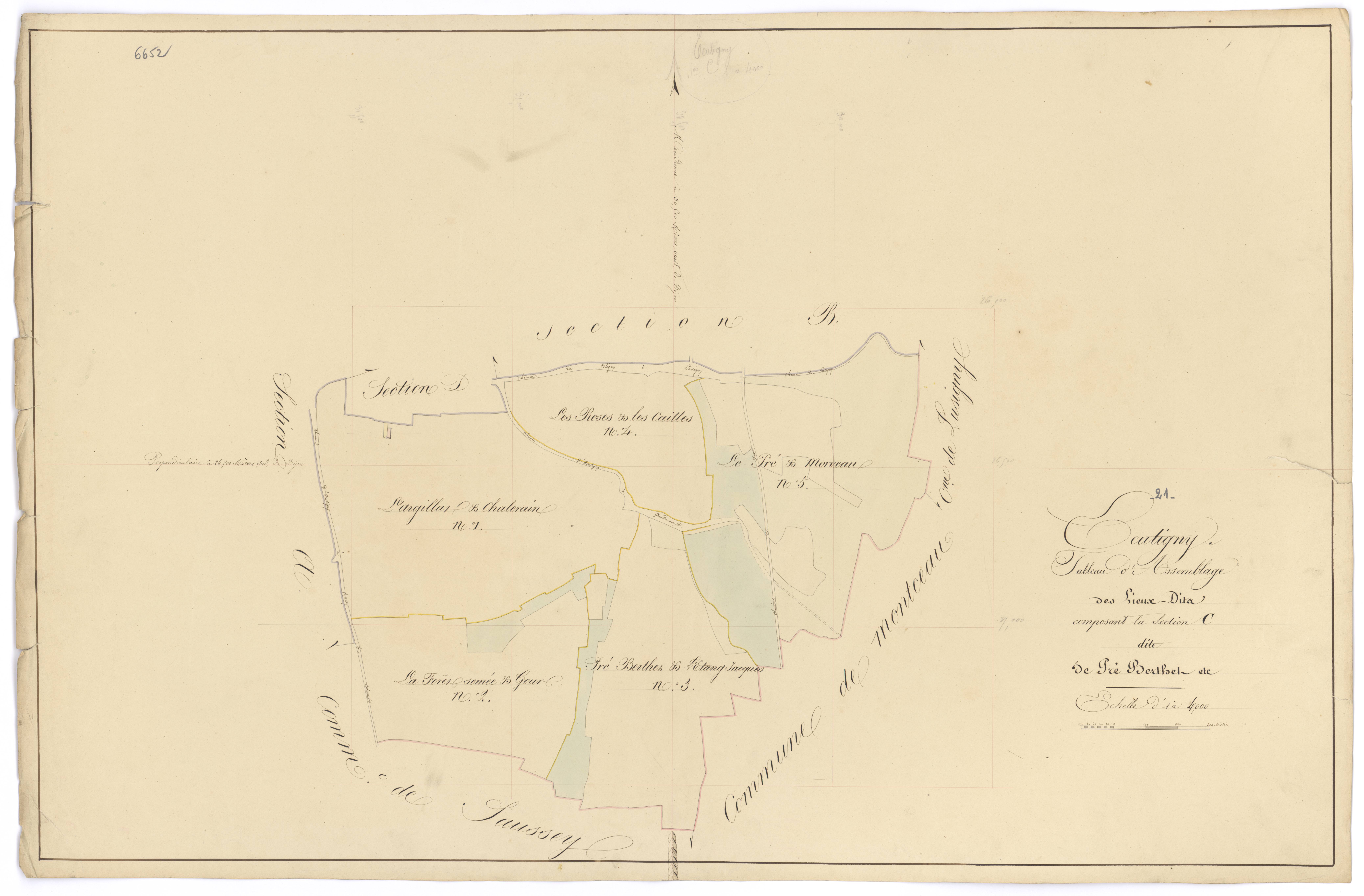 Ecutigny - Section C (tableau d'assemblage) - 3 P PLAN 251/7