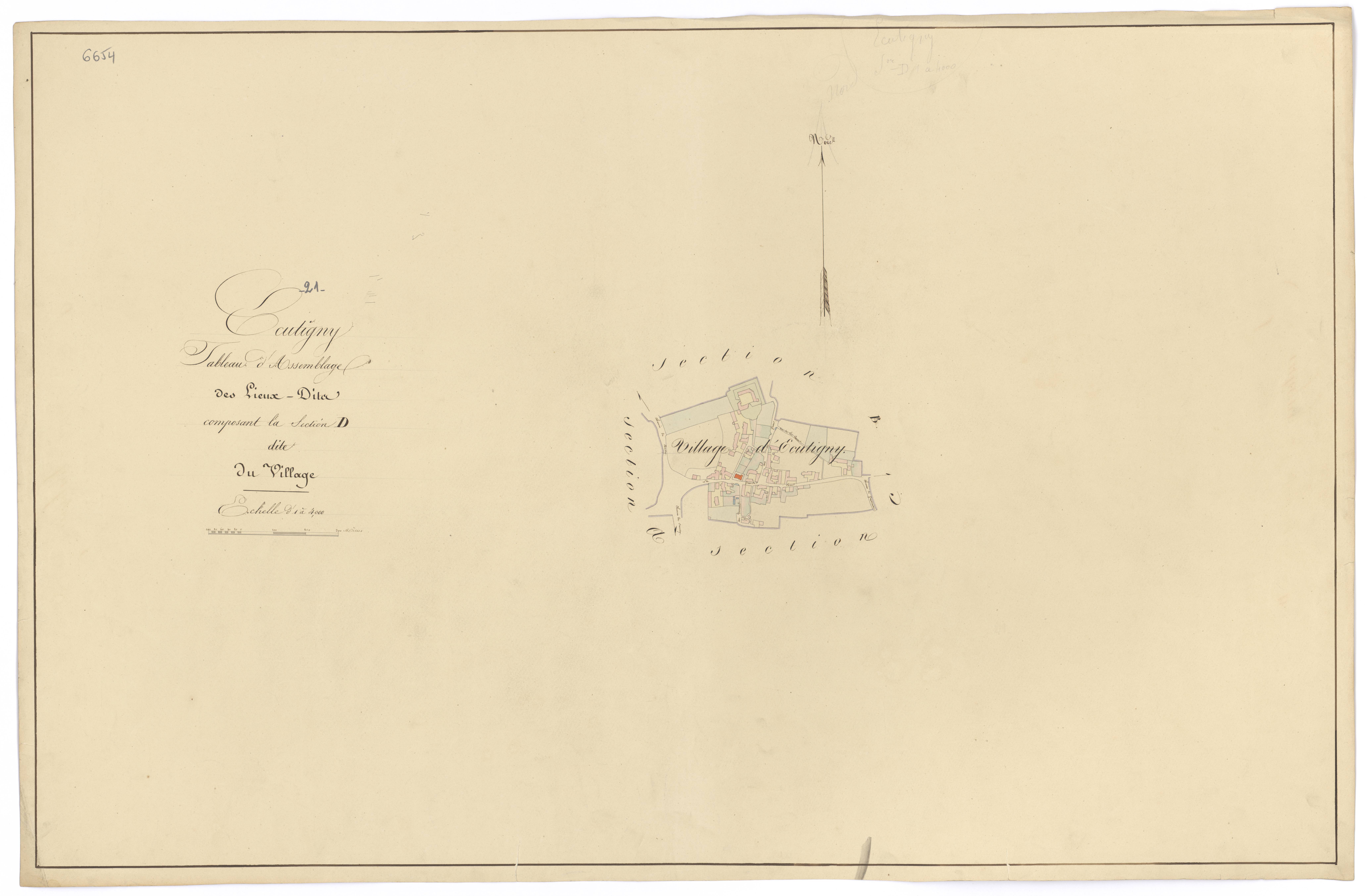 Ecutigny - Section D (tableau d'assemblage) - 3 P PLAN 251/9