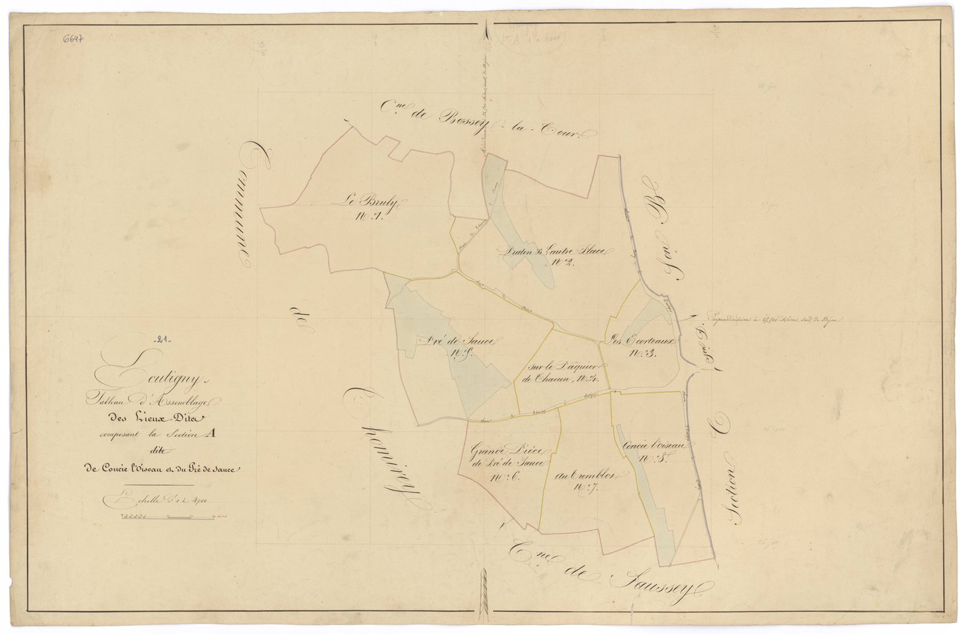 Ecutigny - Section A (tableau d'assemblage) - 3 P PLAN 251/2