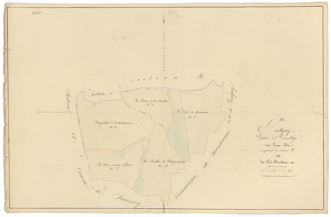 Ecutigny - Section C (tableau d'assemblage) - 3 P PLAN 251/7