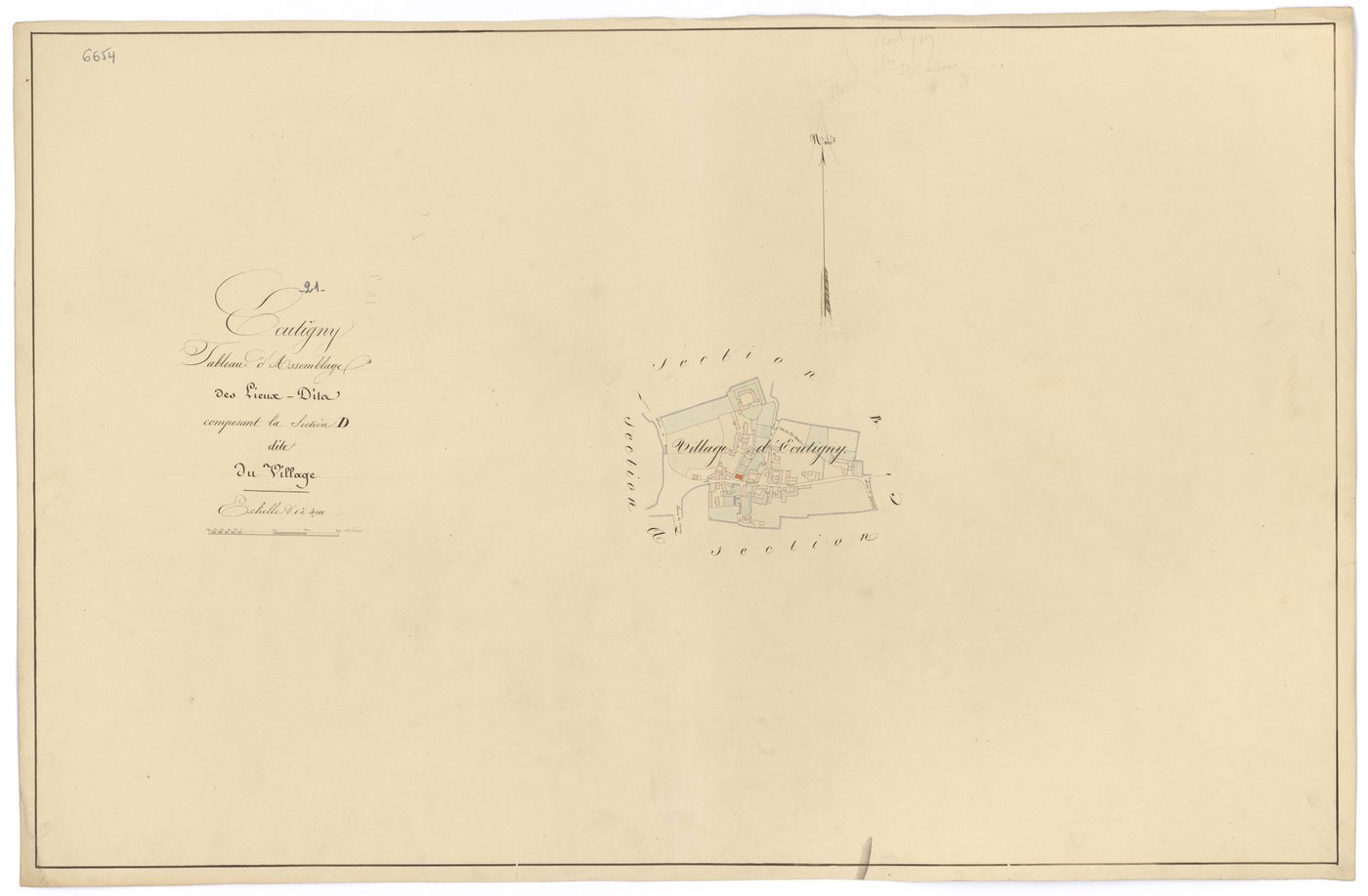 Ecutigny - Section D (tableau d'assemblage) - 3 P PLAN 251/9