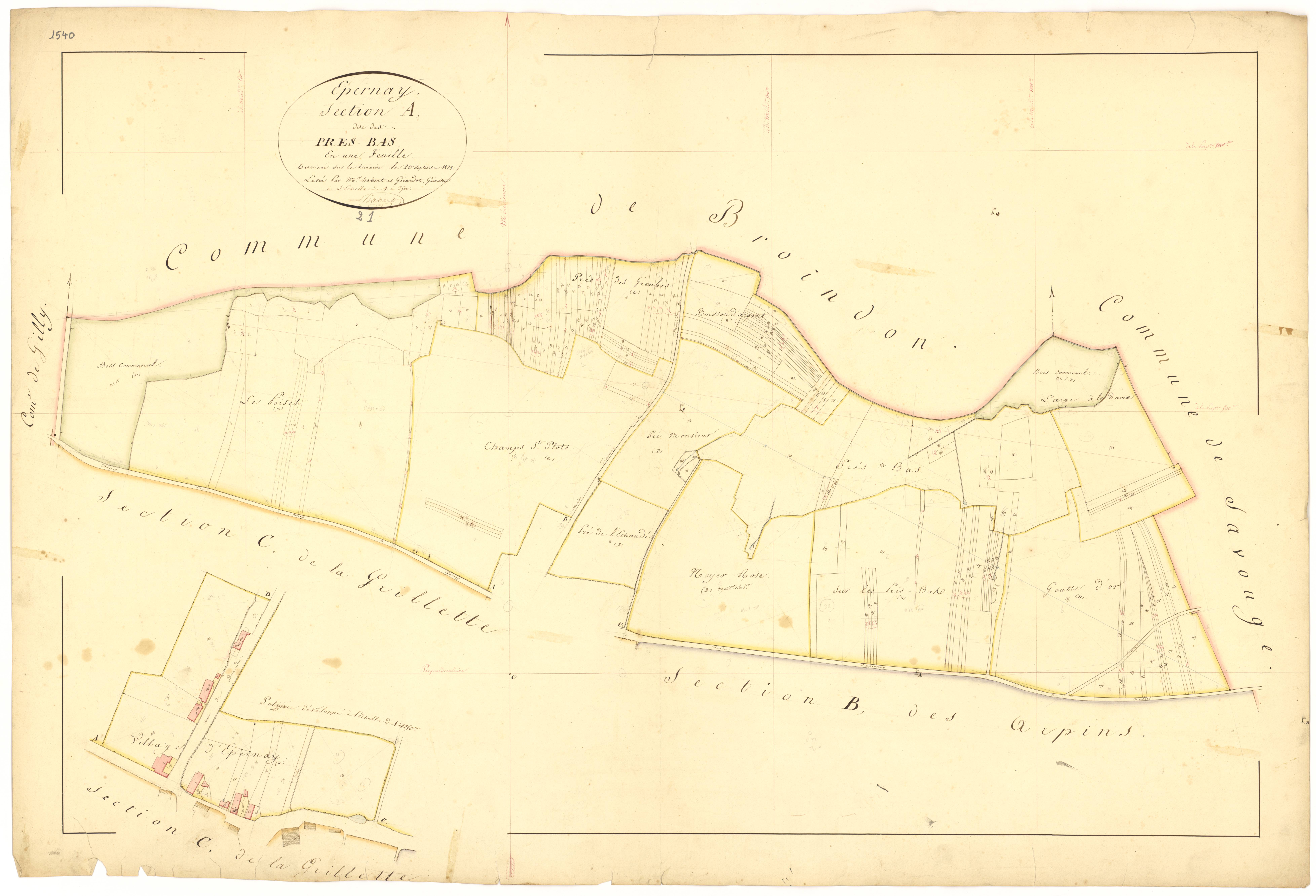 Epernay-sous-Gevrey - Section A - 3 P PLAN 254/2