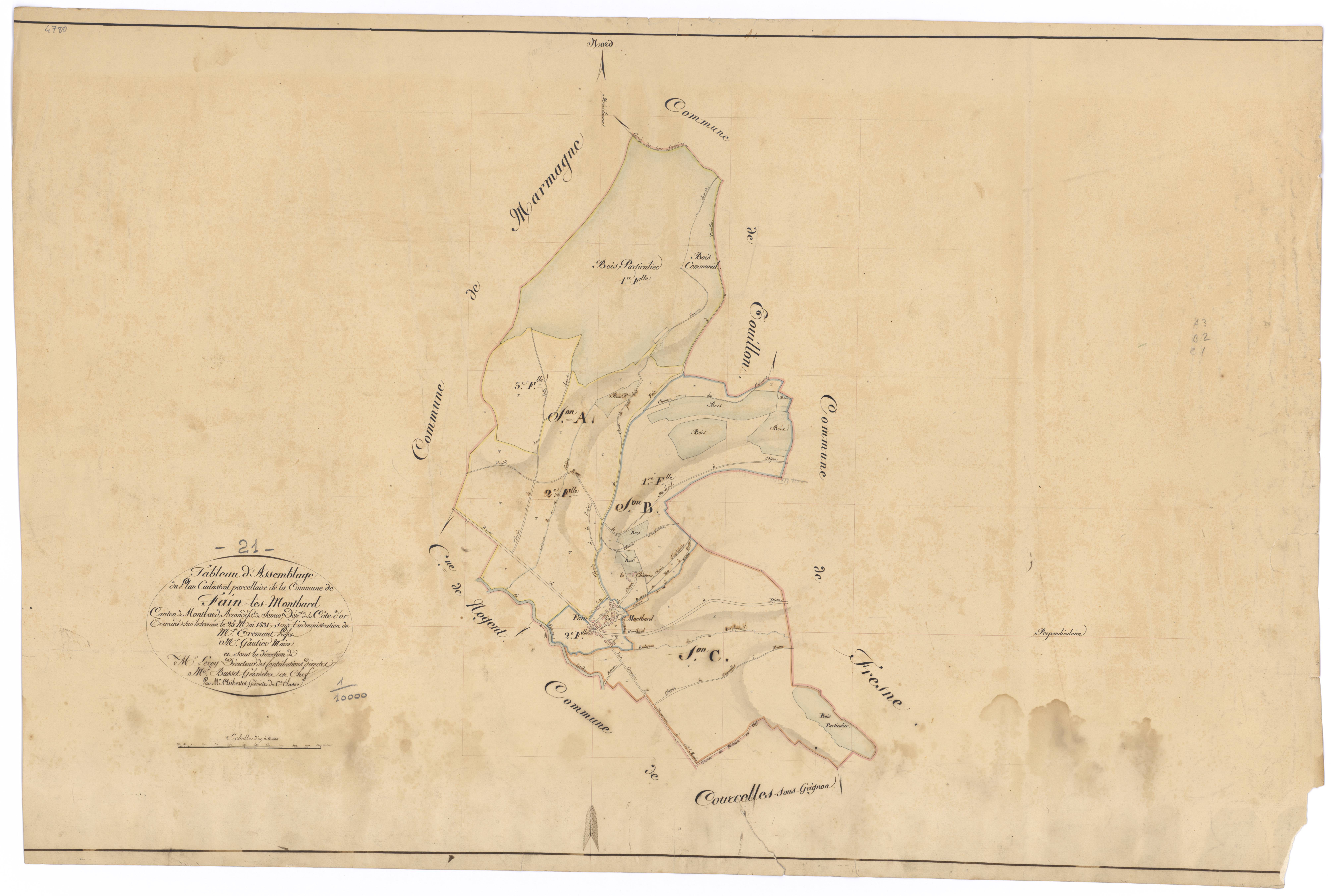 Fain-lès-Montbard - Tableau d'assemblage - 3 P PLAN 267/1