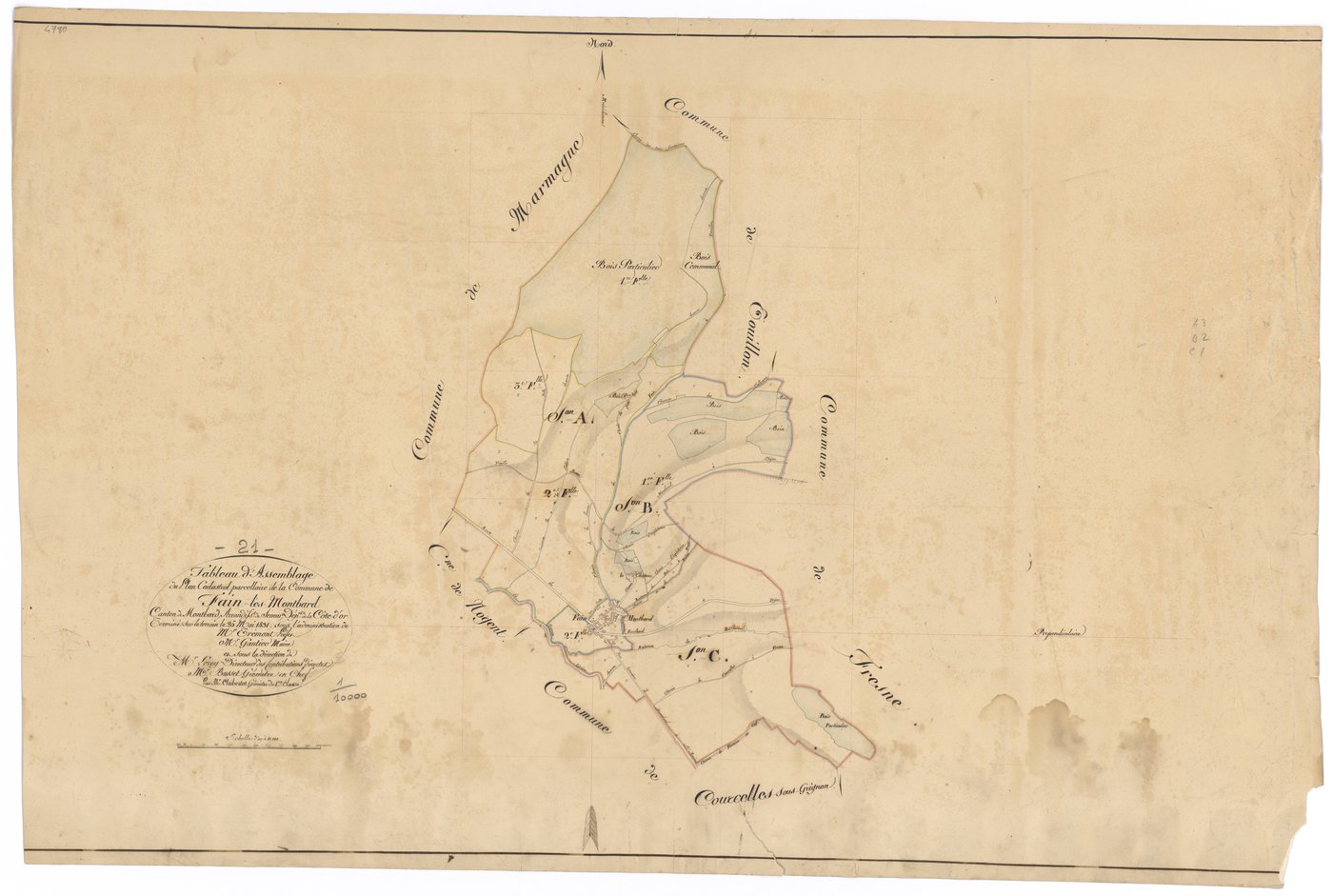 Fain-lès-Montbard - Tableau d'assemblage - 3 P PLAN 267/1