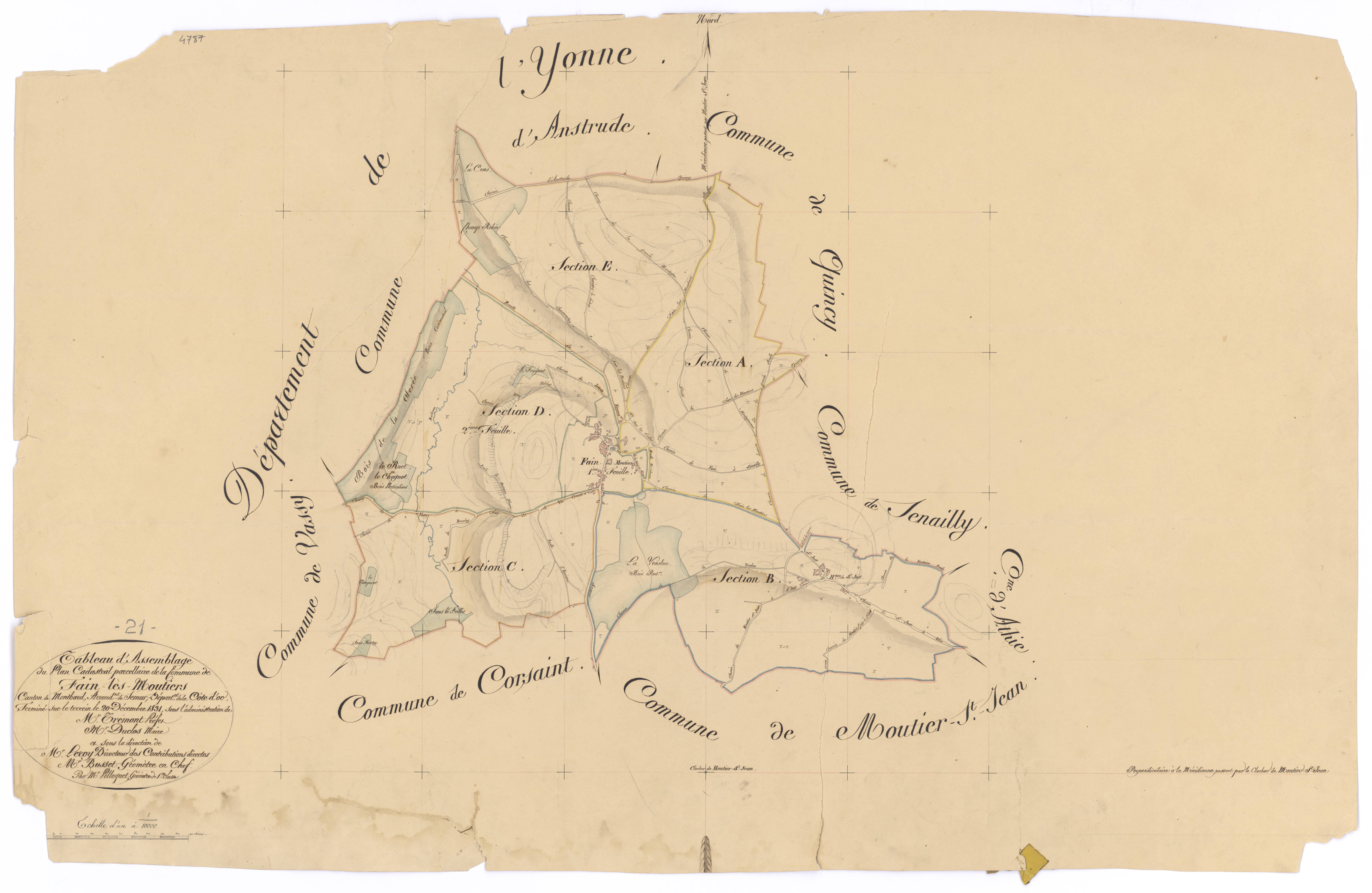 Fain-lès-Moutiers - Tableau d'assemblage - 3 P PLAN 268/1