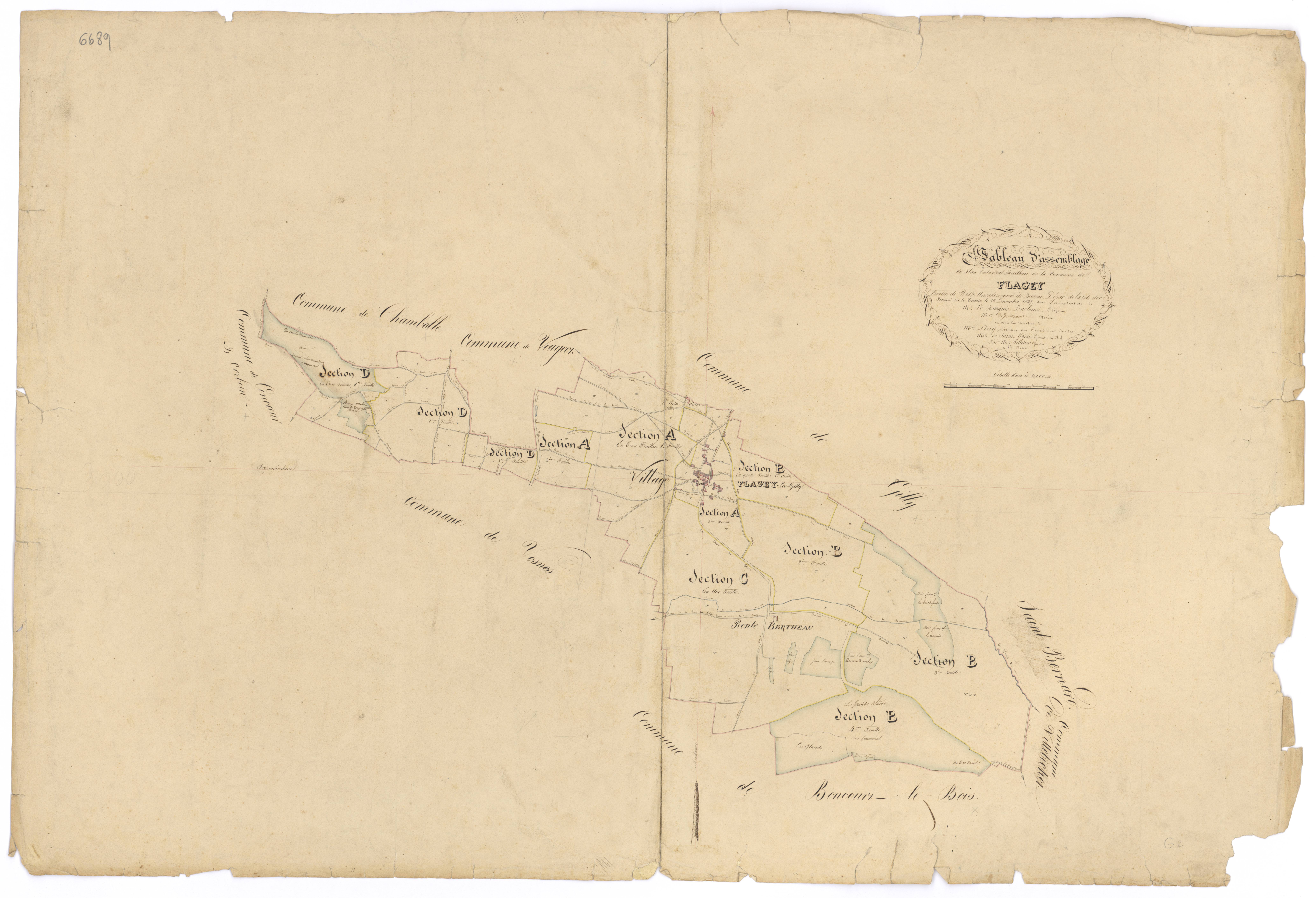 Flagey-Echézeaux - Tableau d'assemblage - 3 P PLAN 275/1