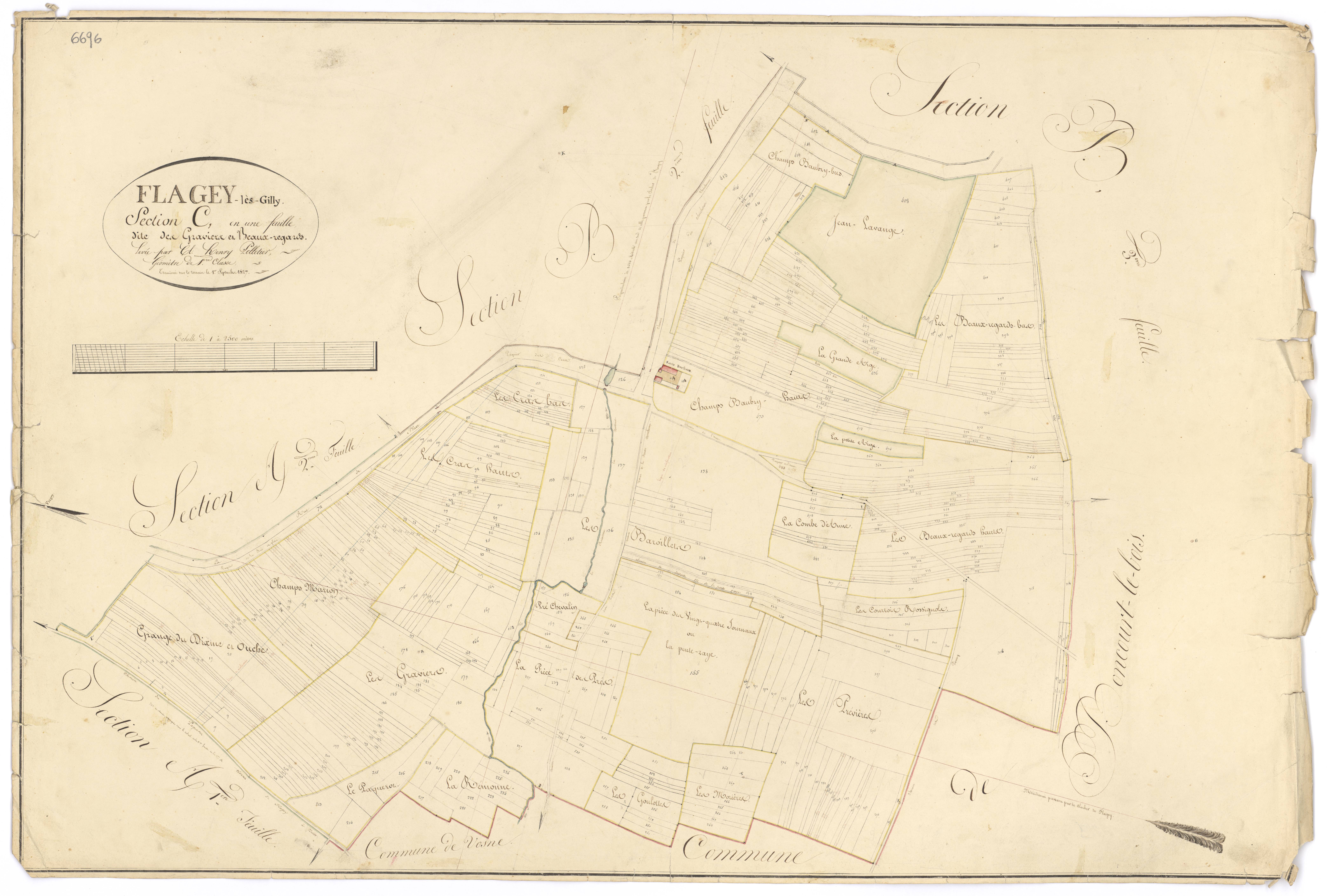 Flagey-Echézeaux - Section C - 3 P PLAN 275/8