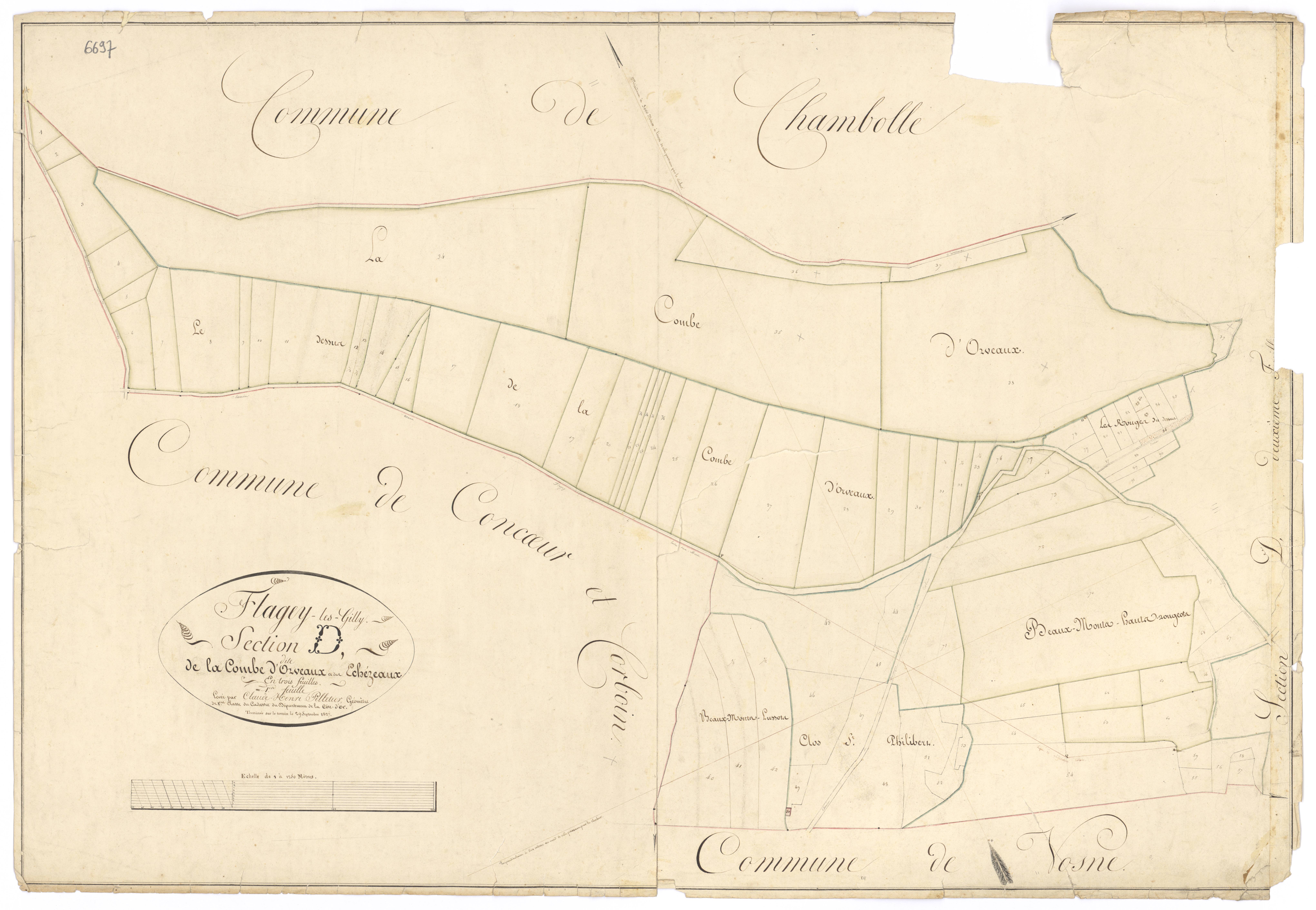 Flagey-Echézeaux - Section D1 - 3 P PLAN 275/9