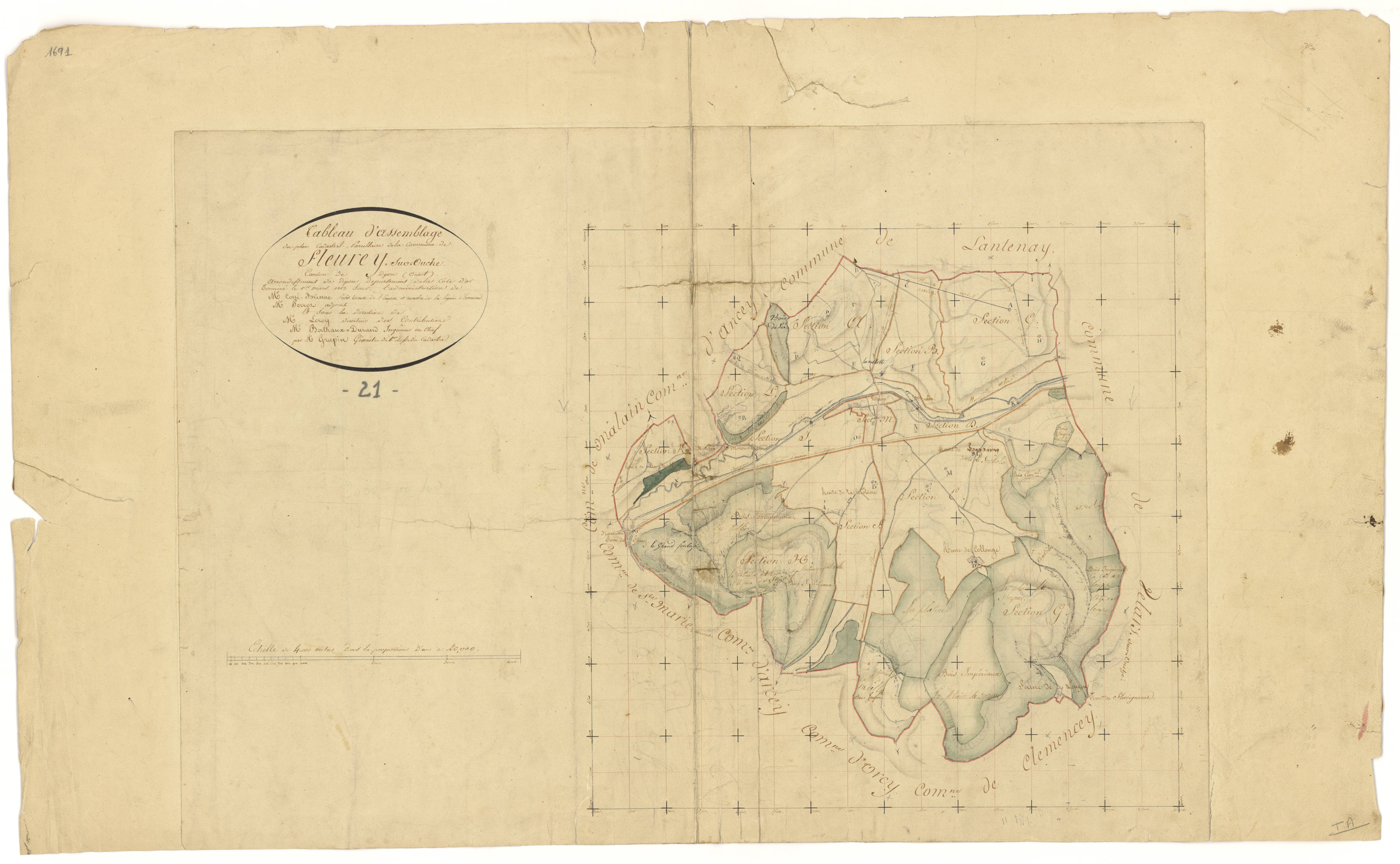 Fleurey-sur-Ouche - Tableau d'assemblage - 3 P PLAN 281/1