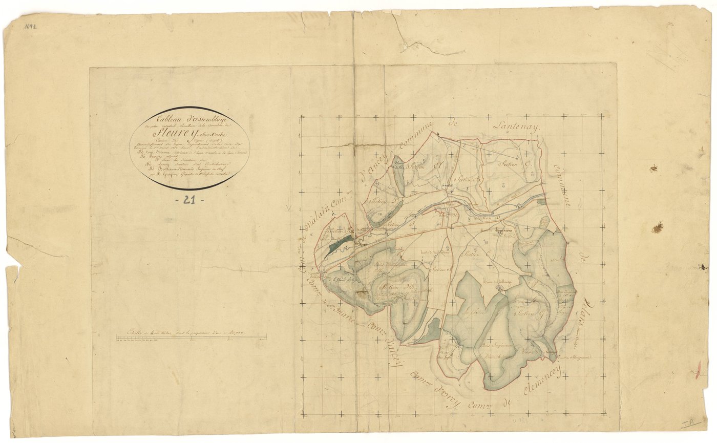 Fleurey-sur-Ouche - Tableau d'assemblage - 3 P PLAN 281/1