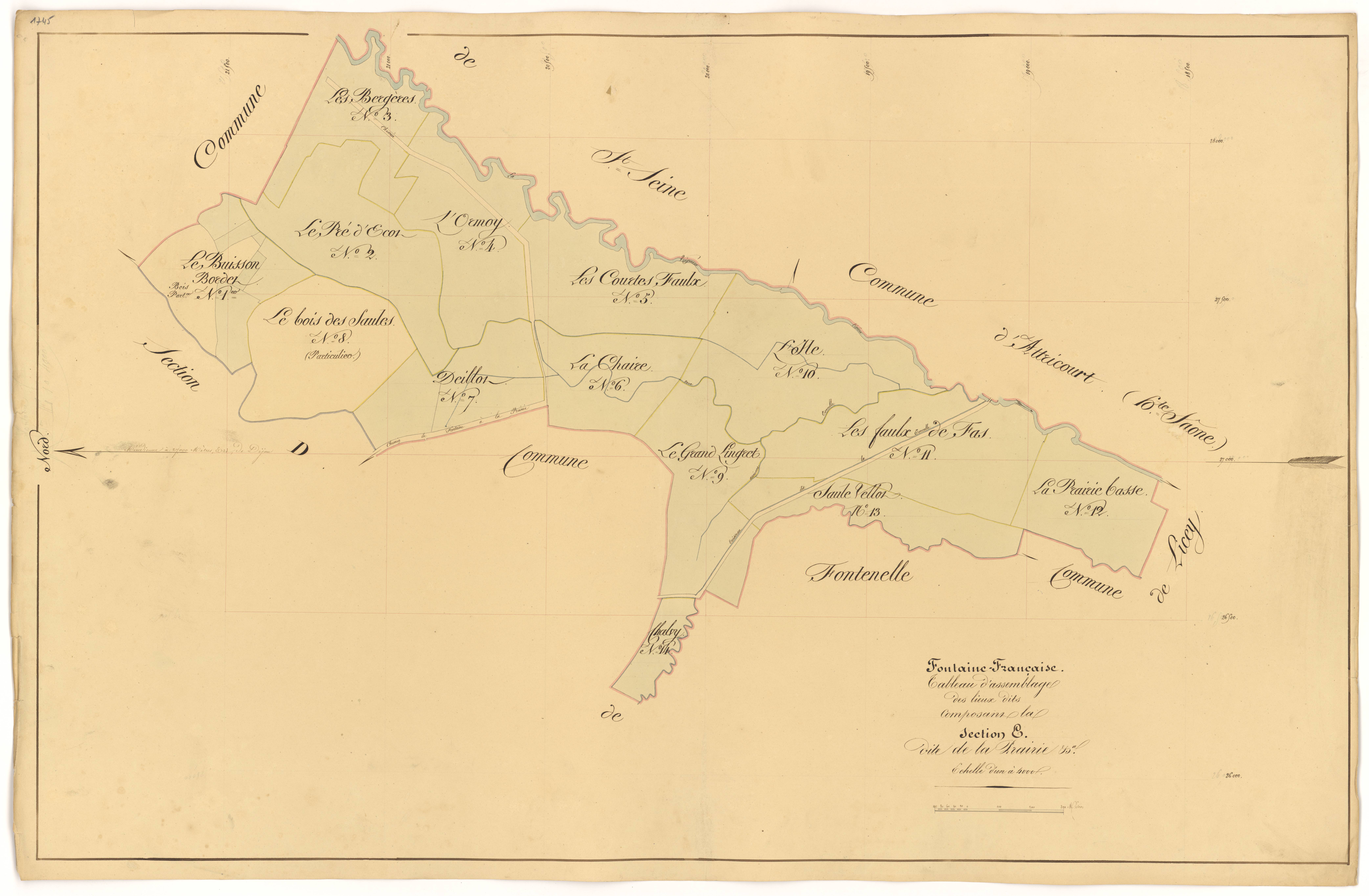 Fontaine-Française - Section E (tableau d'assemblage) - 3 P PLAN 285/19