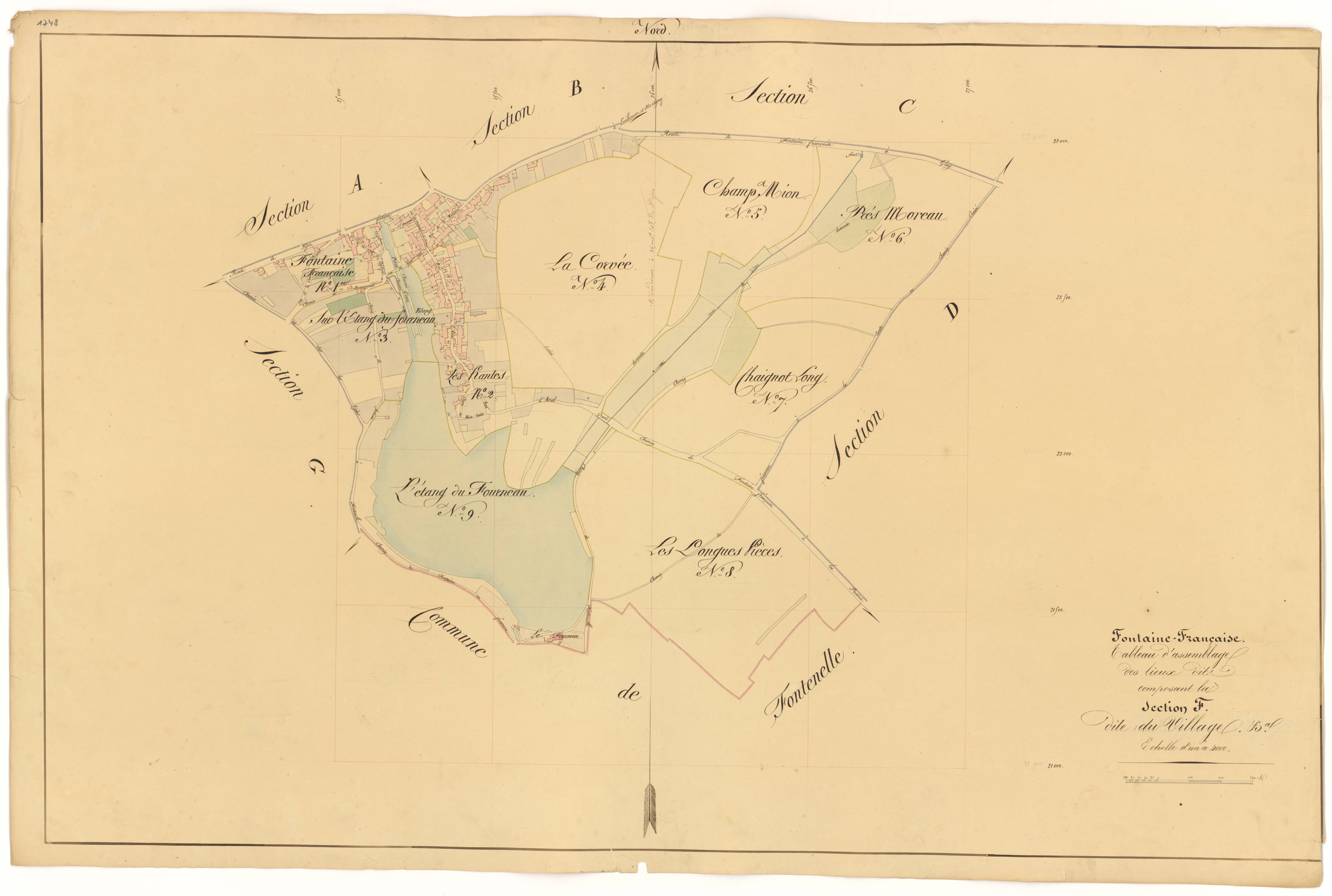 Fontaine-Française - Section F (tableau d'assemblage) - 3 P PLAN 285/22