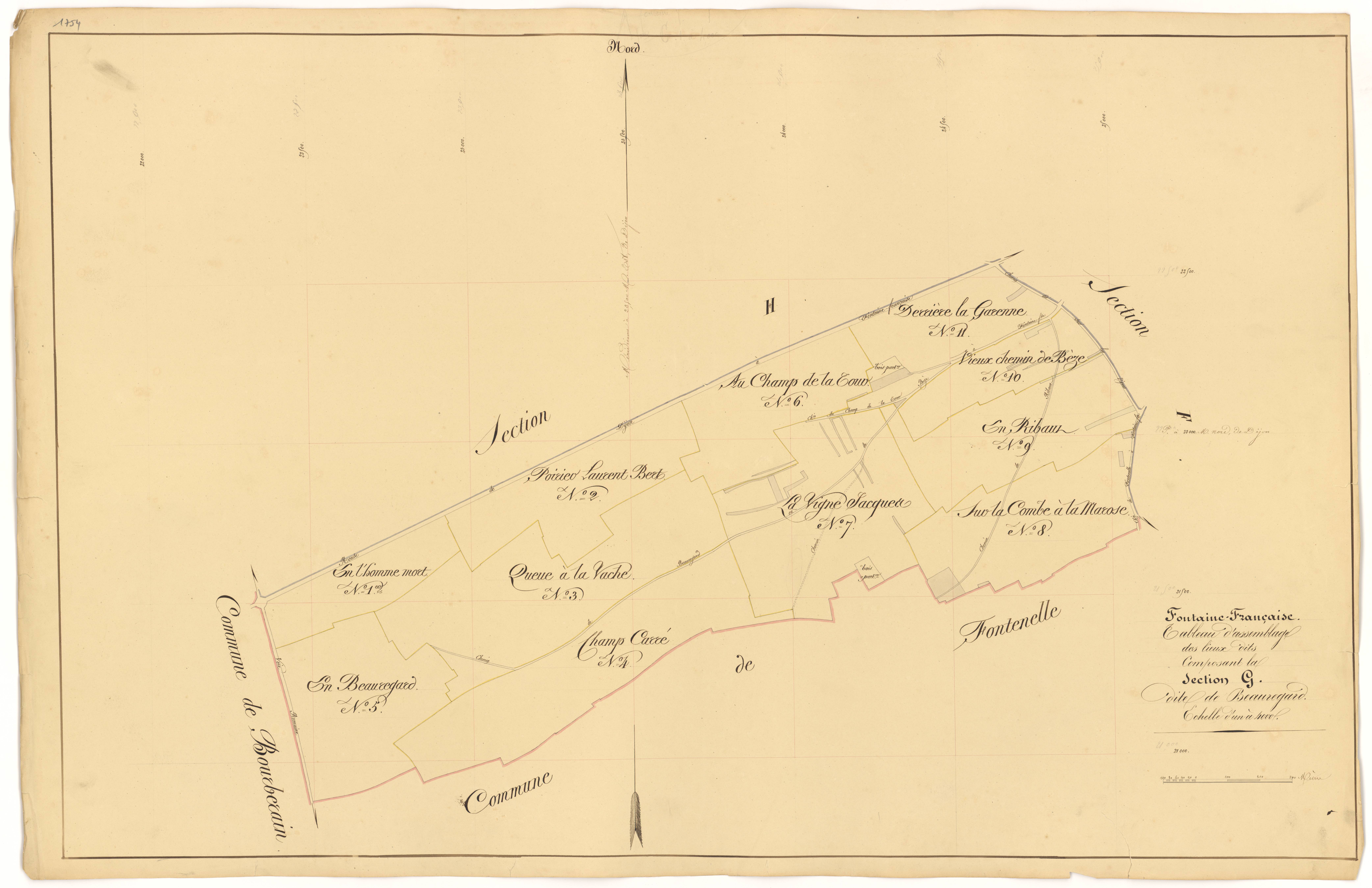 Fontaine-Française - Section G (tableau d'assemblage) - 3 P PLAN 285/28