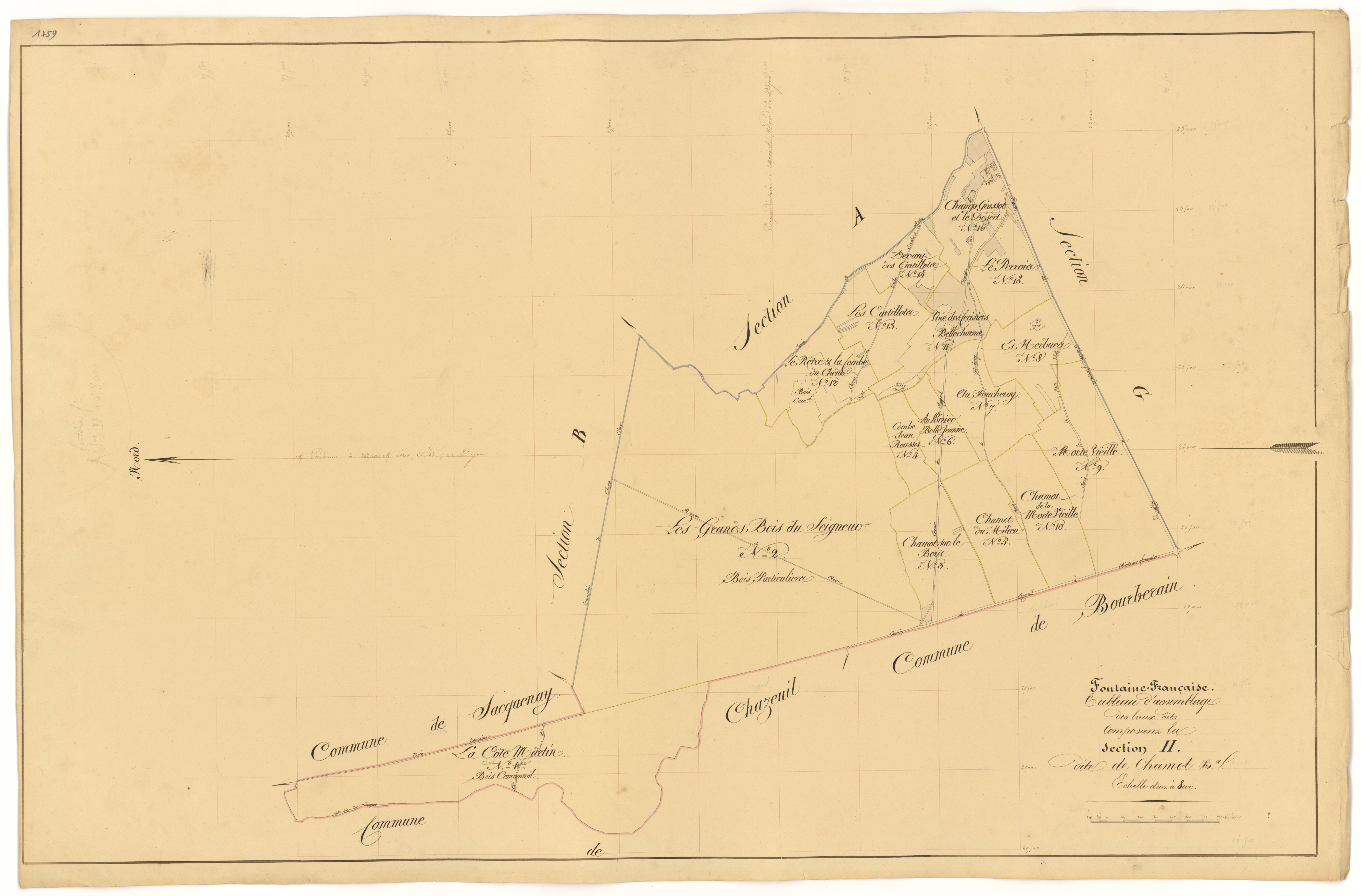 Fontaine-Française - Section H (tableau d'assemblage) - 3 P PLAN 285/33