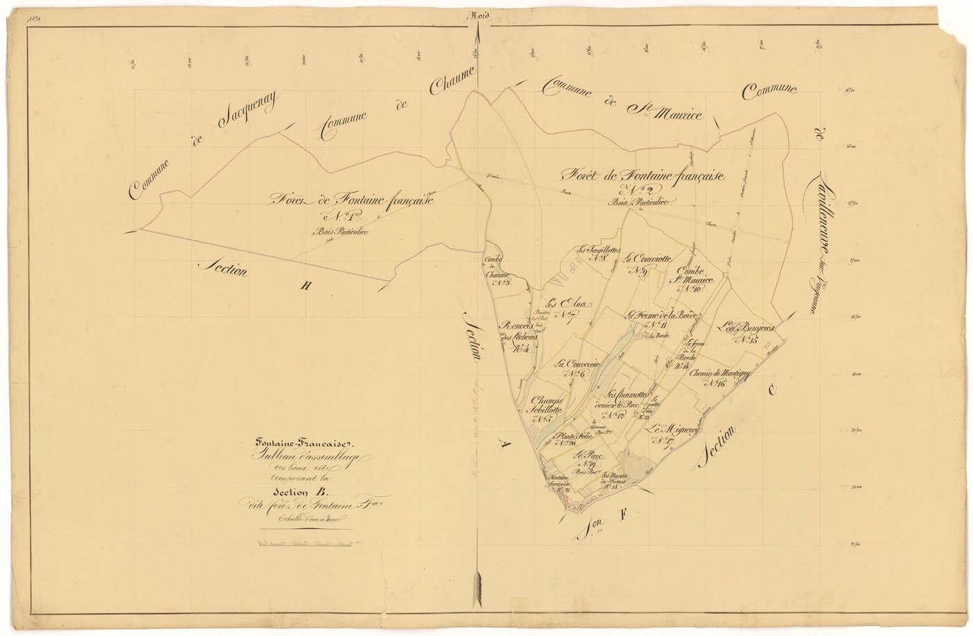 Fontaine-Française - Section B (tableau d'assemblage) - 3 P PLAN 285/5