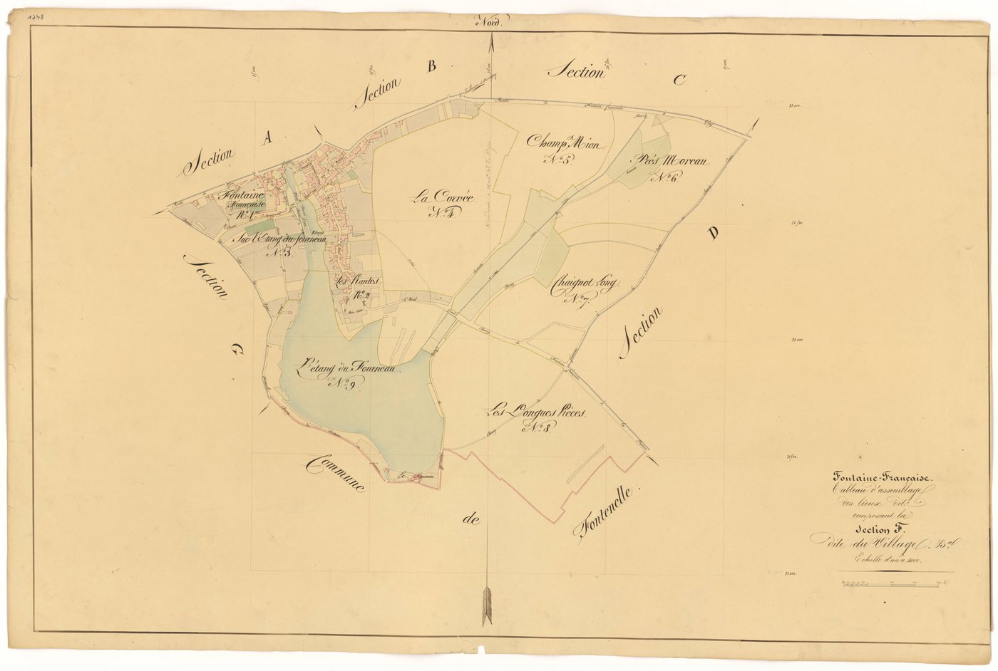 Fontaine-Française - Section F (tableau d'assemblage) - 3 P PLAN 285/22