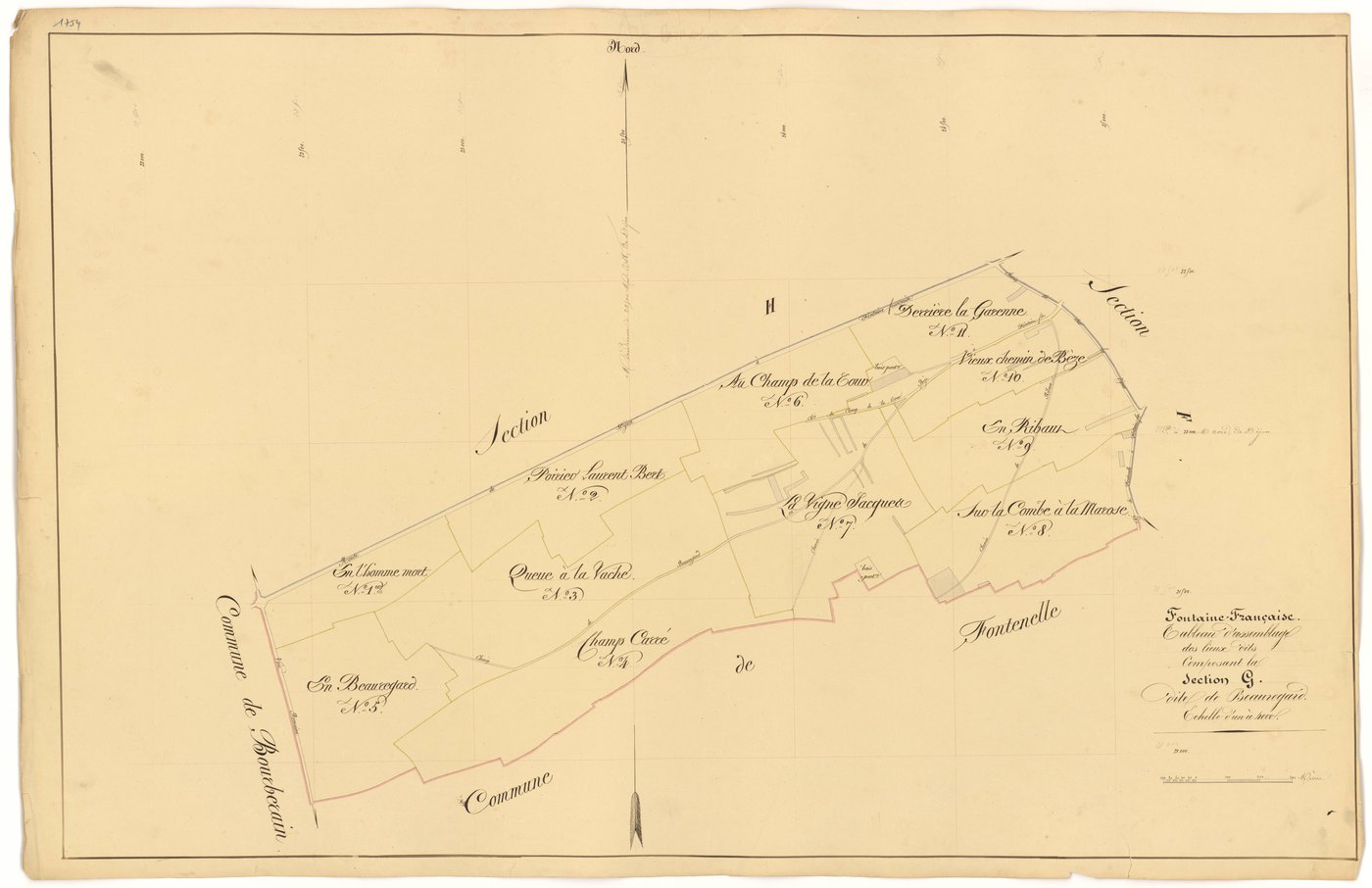 Fontaine-Française - Section G (tableau d'assemblage) - 3 P PLAN 285/28