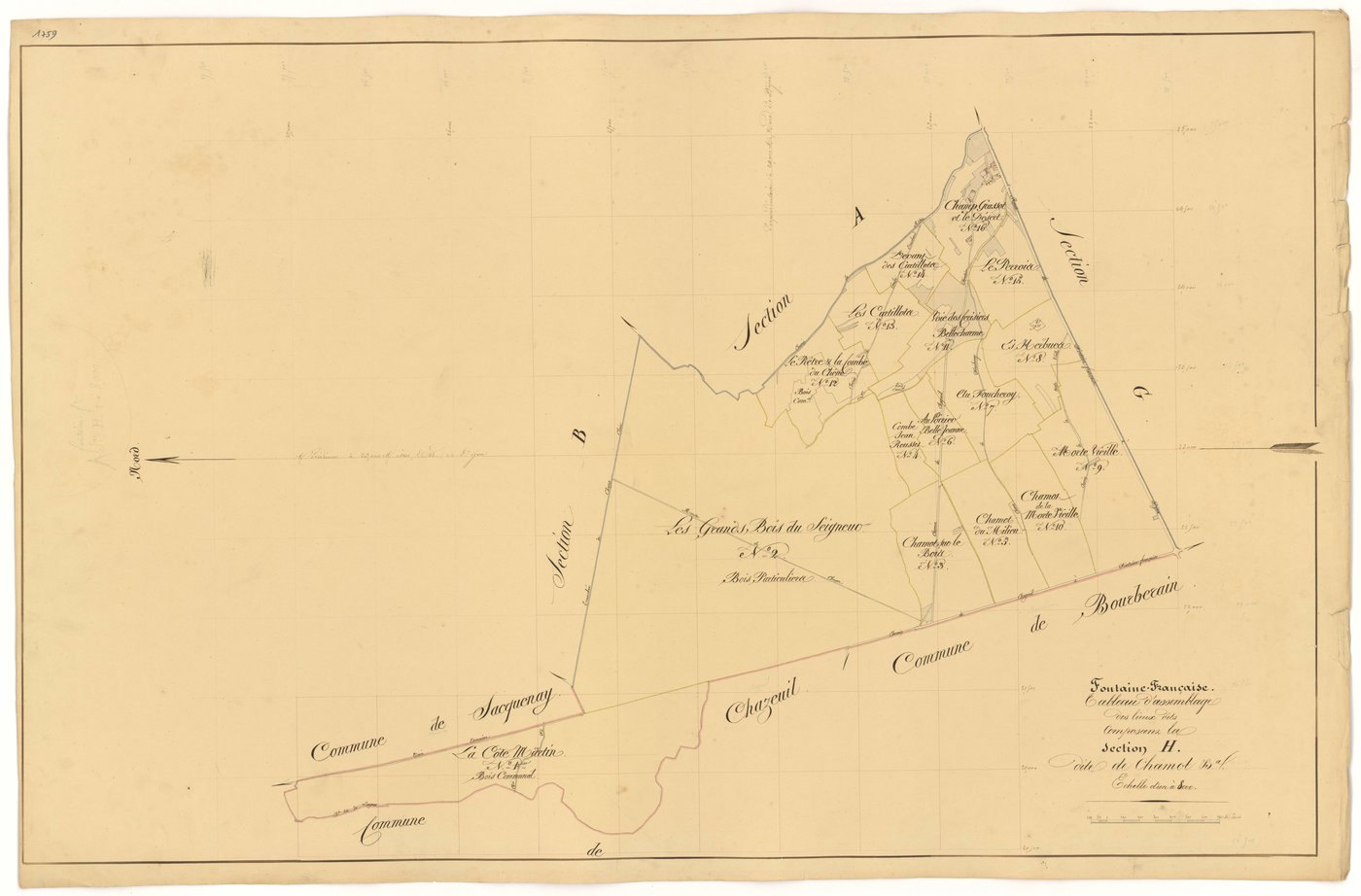 Fontaine-Française - Section H (tableau d'assemblage) - 3 P PLAN 285/33