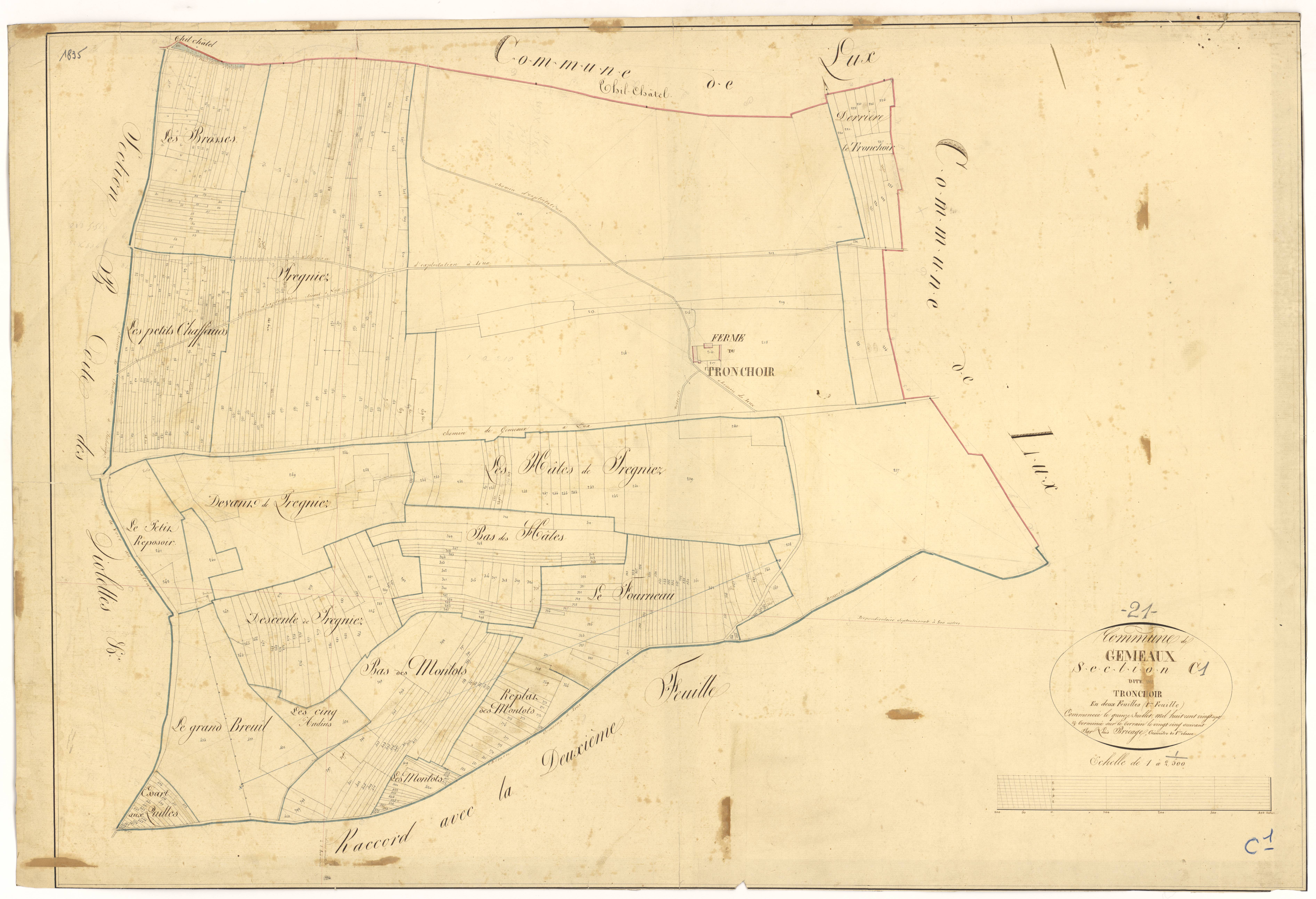 Gemeaux - Section C1 - 3 P PLAN 298/7