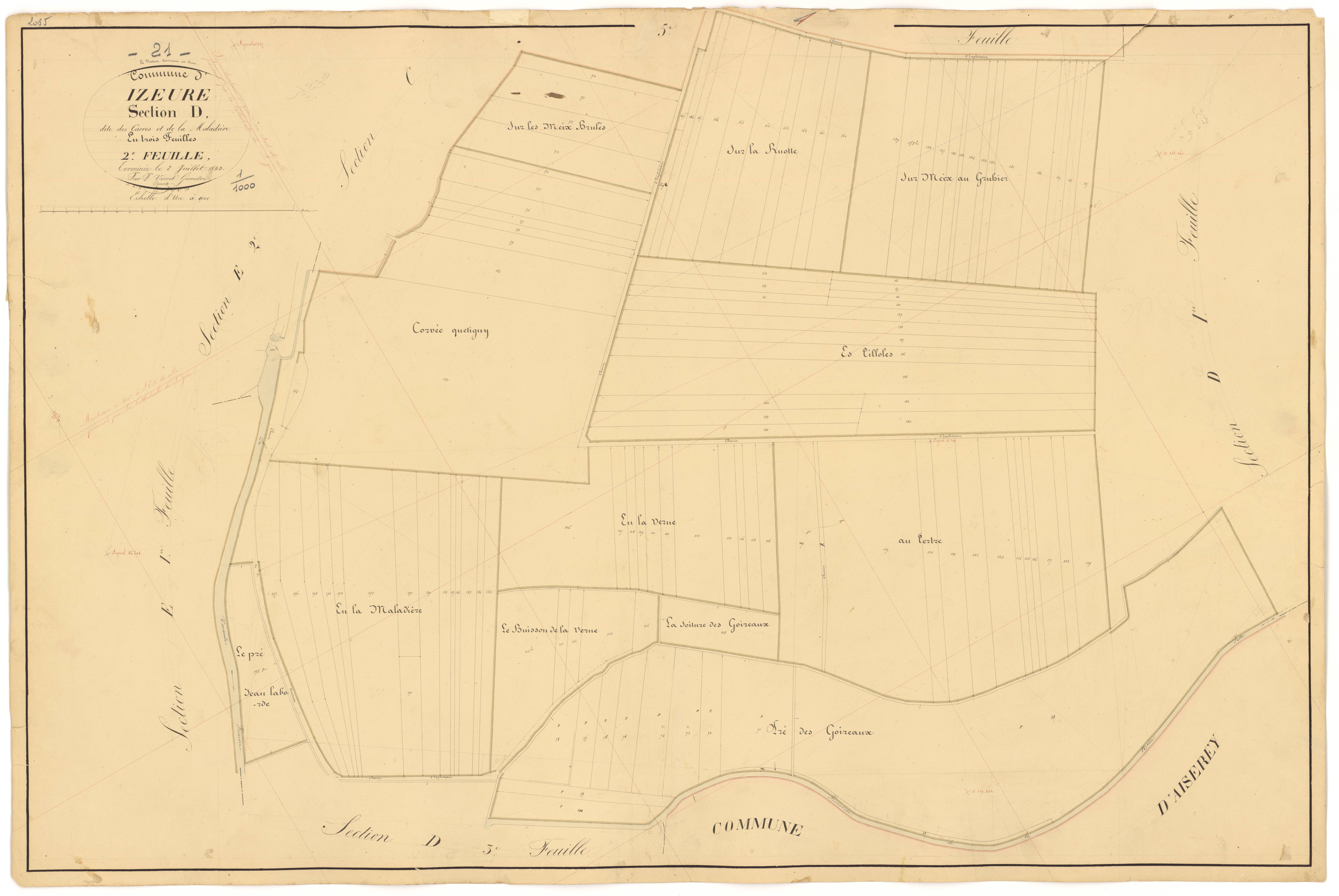 Izeure - Section D2 - 3 P PLAN 327/13
