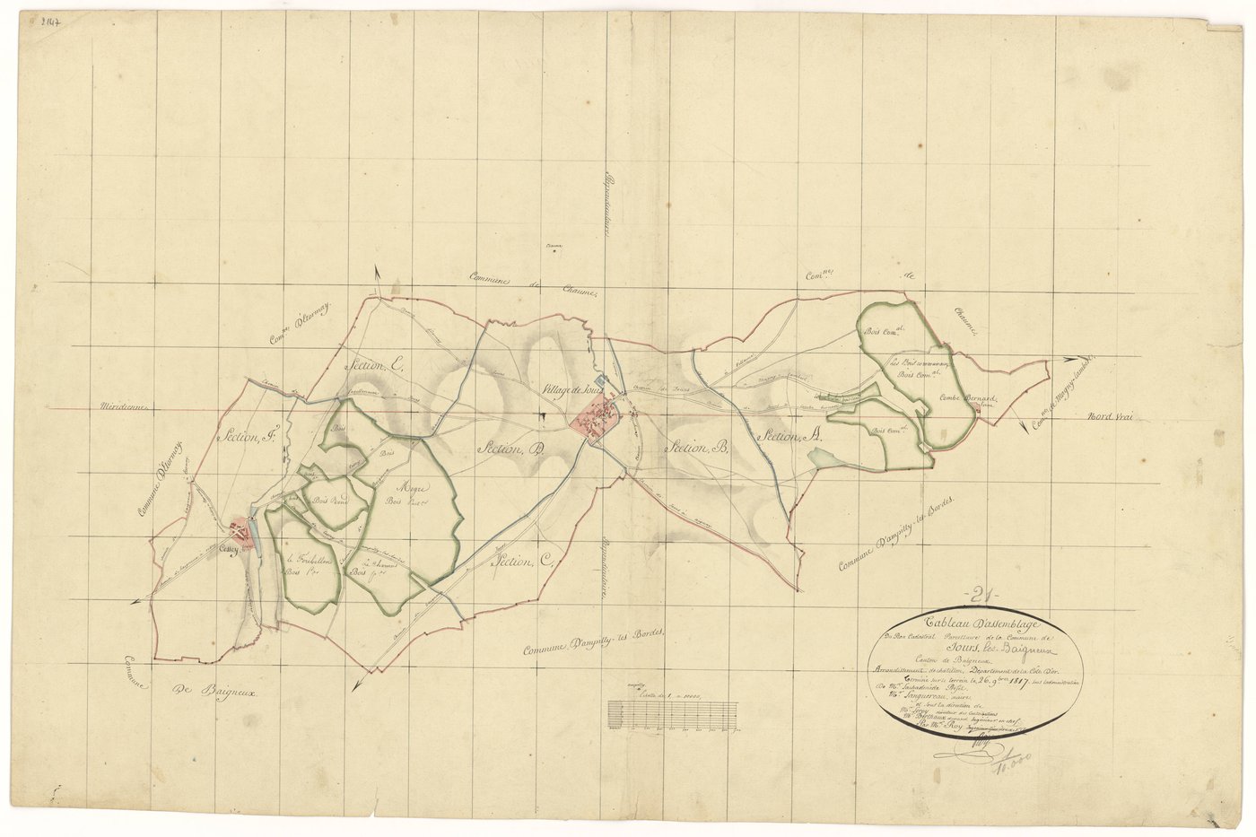 Jours-lès-Baigneux - Tableau d'assemblage - 3 P PLAN 334/1