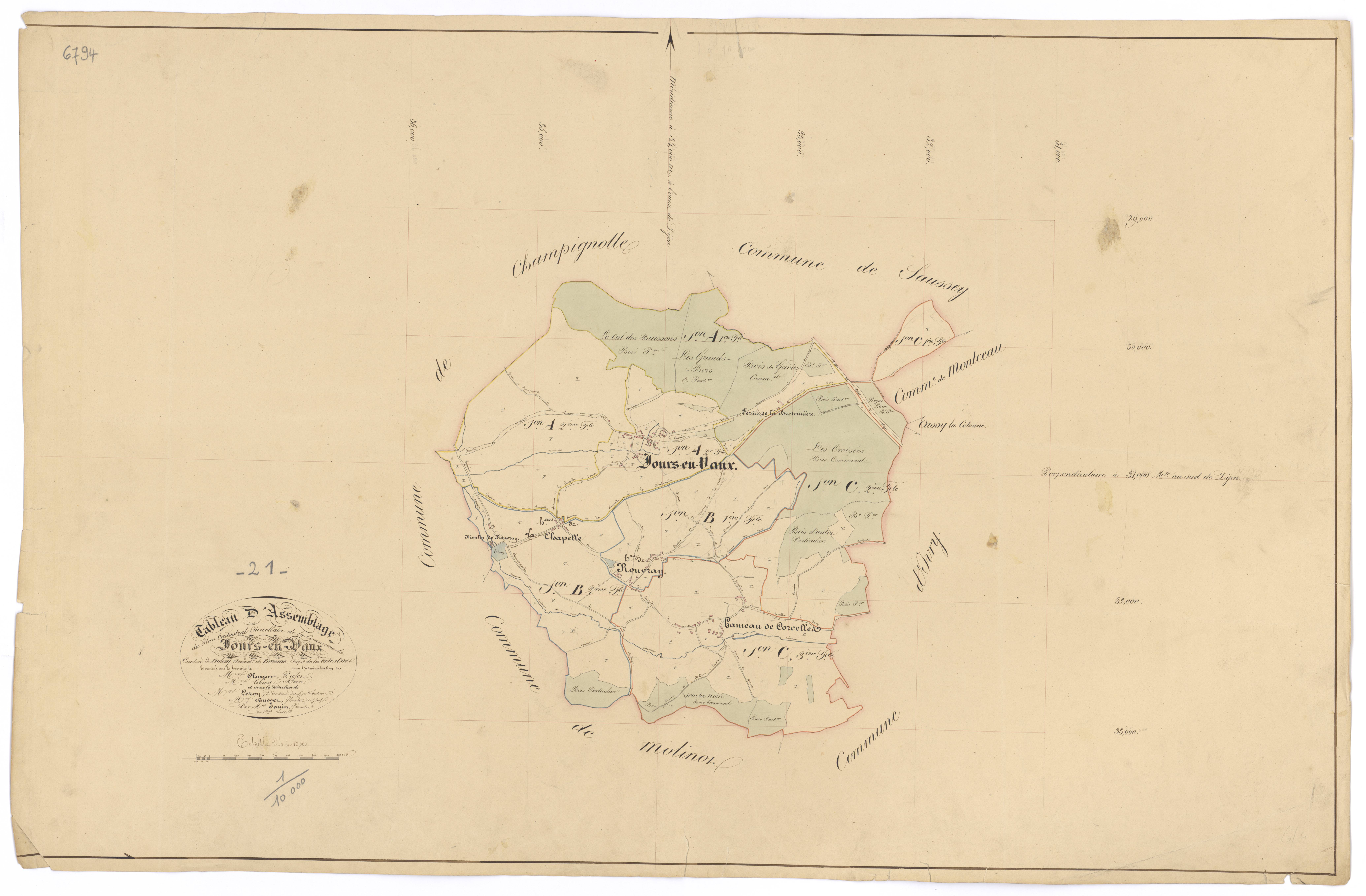 Jours-en-Vaux - Tableau d'assemblage - 3 P PLAN 335/1