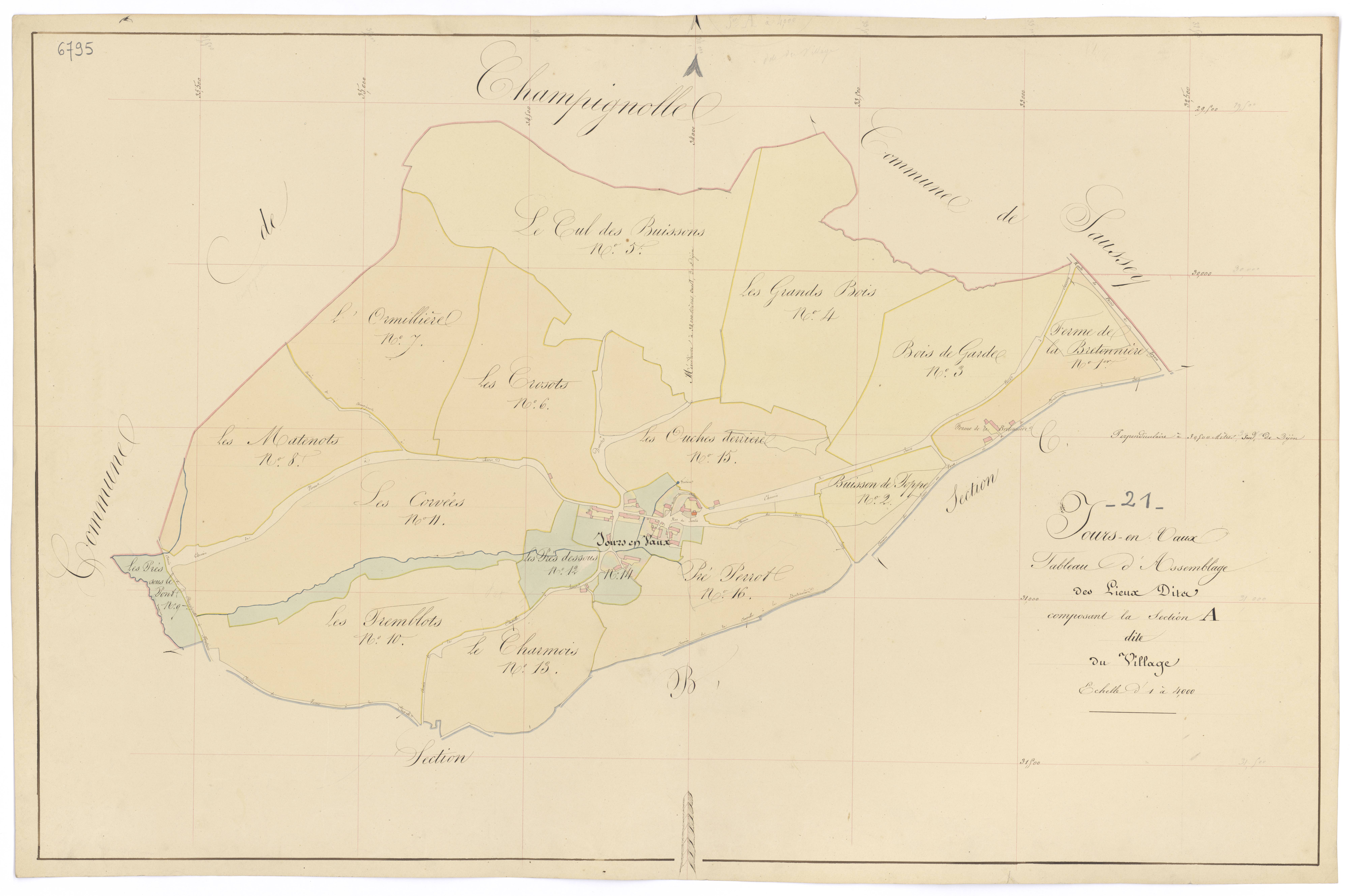 Jours-en-Vaux - Section A (tableau d'assemblage) - 3 P PLAN 335/2