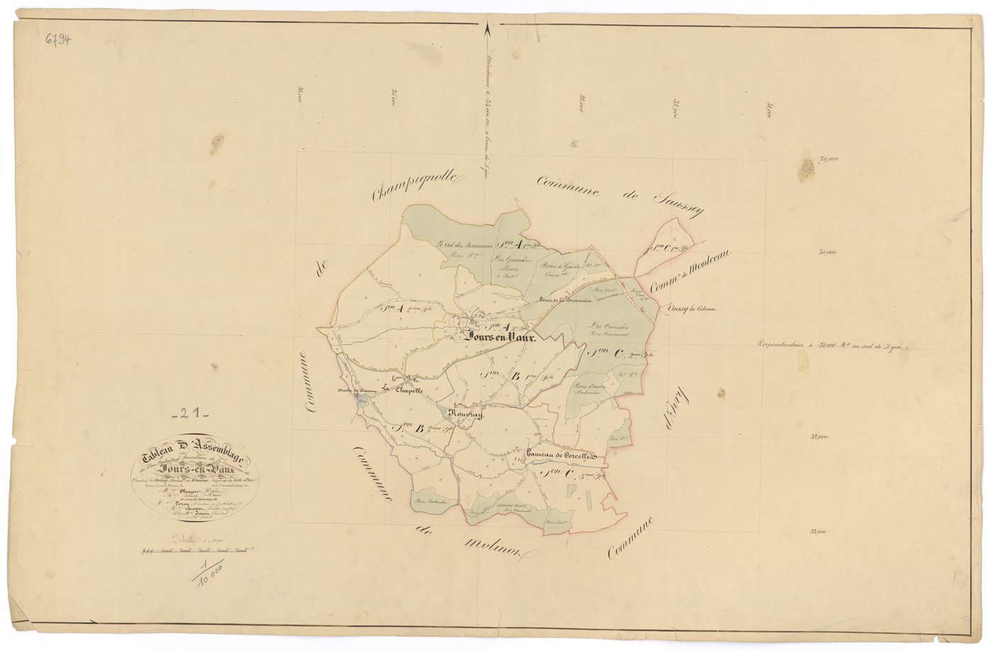 Jours-en-Vaux - Tableau d'assemblage - 3 P PLAN 335/1