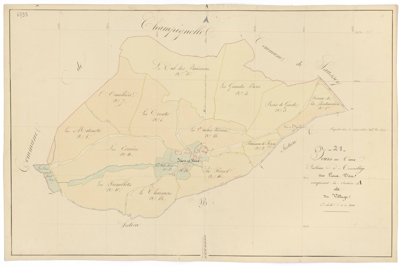 Jours-en-Vaux - Section A (tableau d'assemblage) - 3 P PLAN 335/2