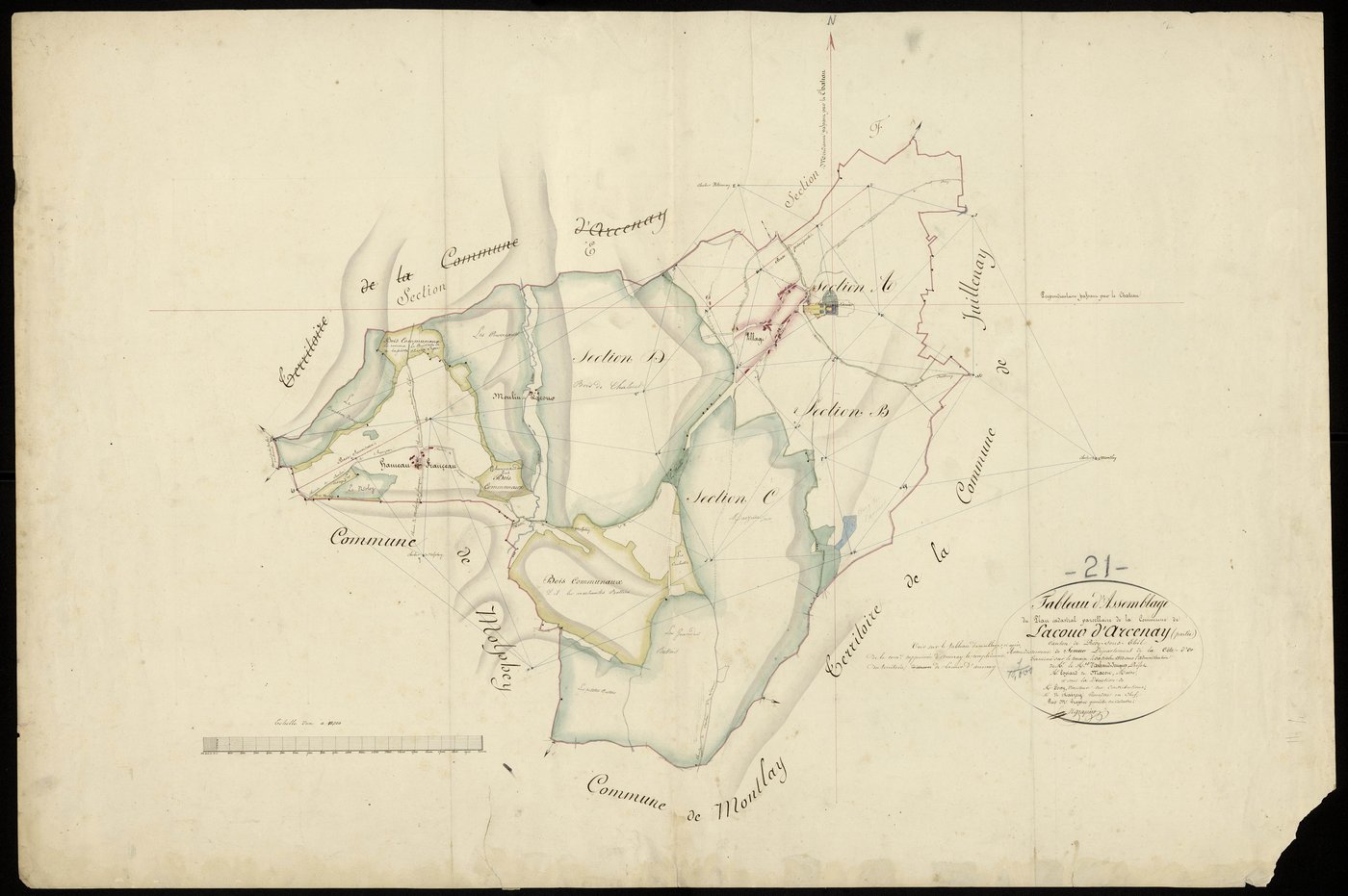 Lacour-d'Arcenay - Tableau d'assemblage : Sections E-F - 3 P PLAN 214/12