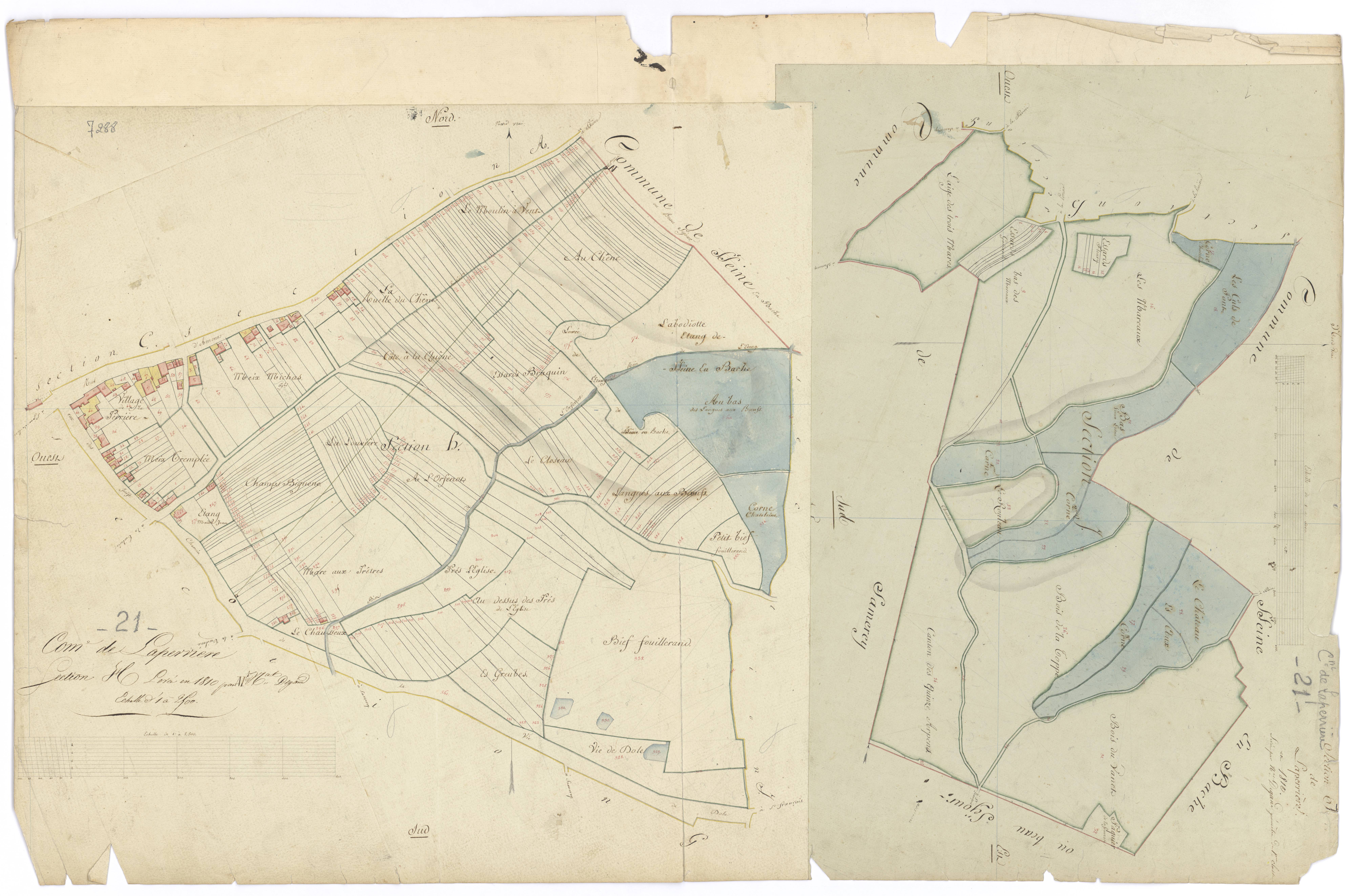 Laperrière-sur-Saône - Sections H et I - 3 P PLAN 480/7
