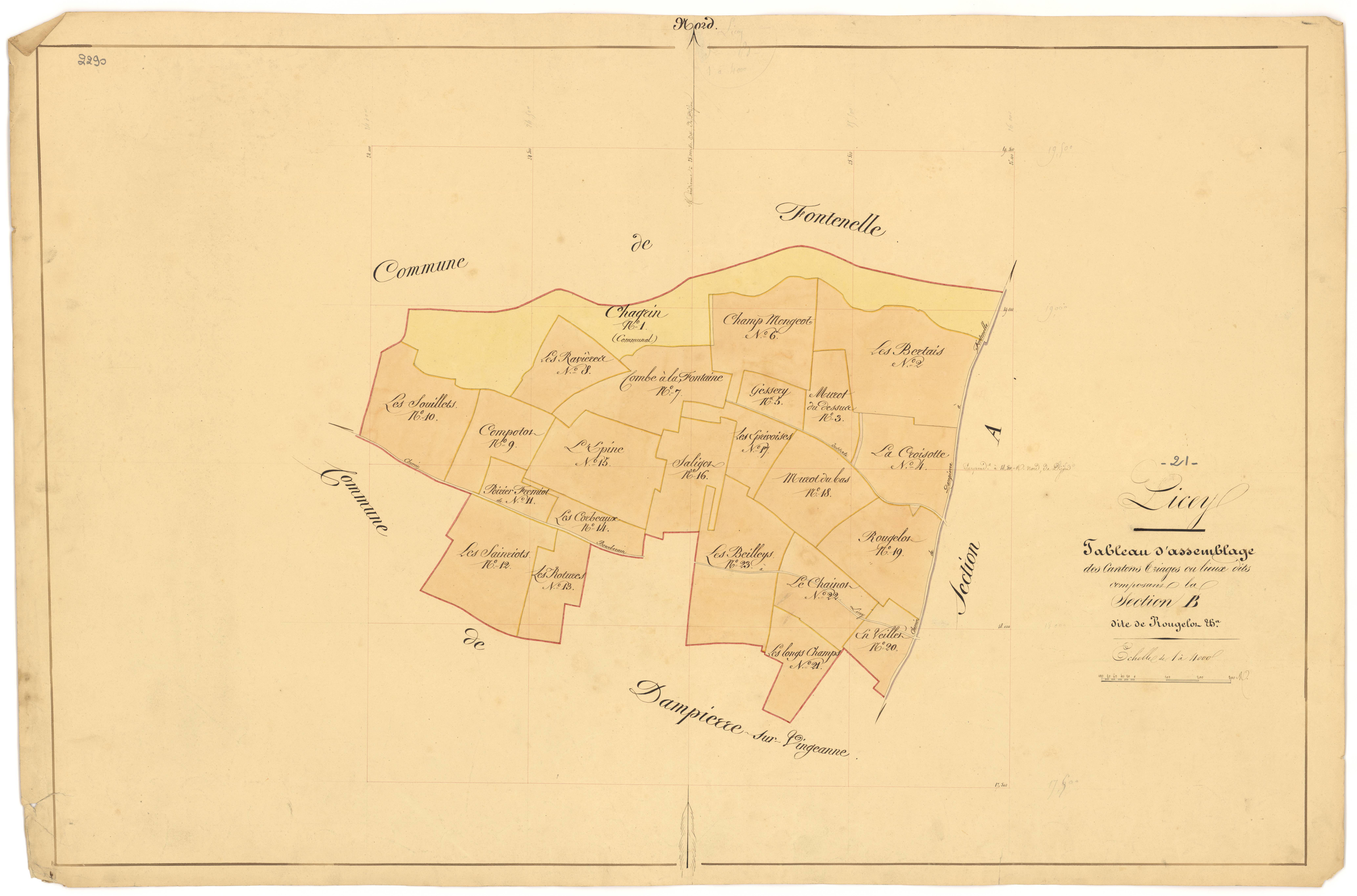 Licey-sur-Vingeanne - Section B (tableau d'assemblage) - 3 P PLAN 345/6