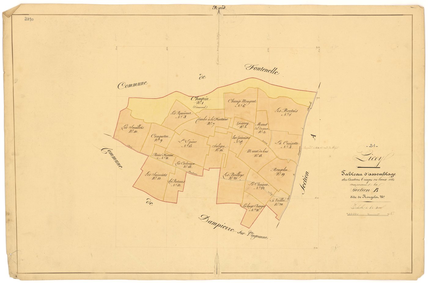 Licey-sur-Vingeanne - Section B (tableau d'assemblage) - 3 P PLAN 345/6