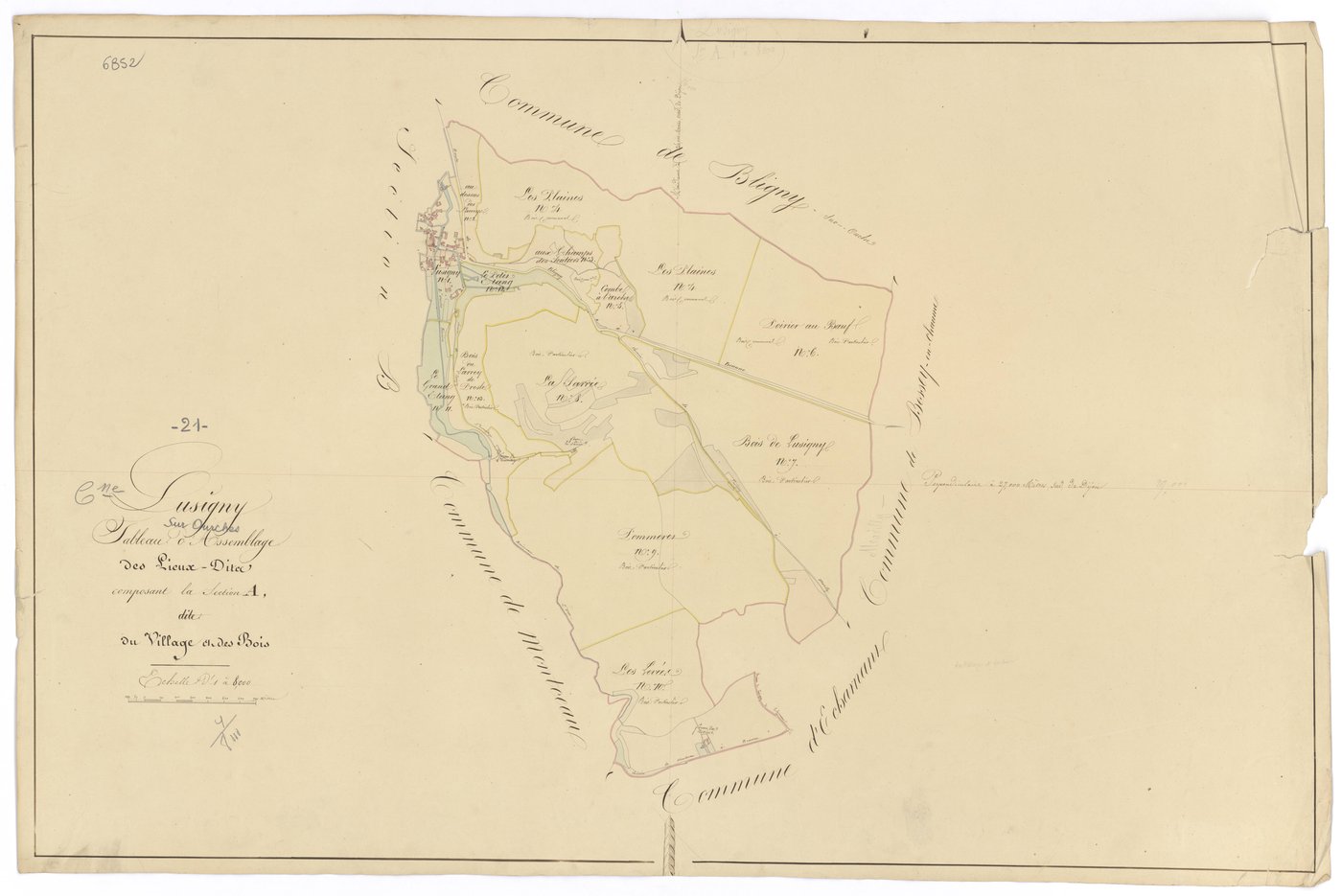 Lusigny-sur-Ouche - Section A (tableau d'assemblage) - 3 P PLAN 357/2