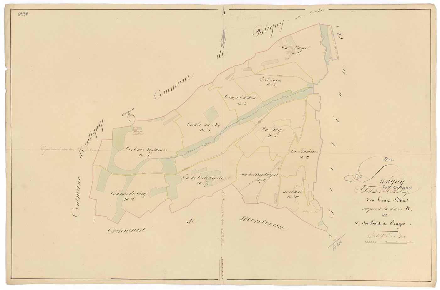 Lusigny-sur-Ouche - Section B (tableau d'assemblage) - 3 P PLAN 357/8