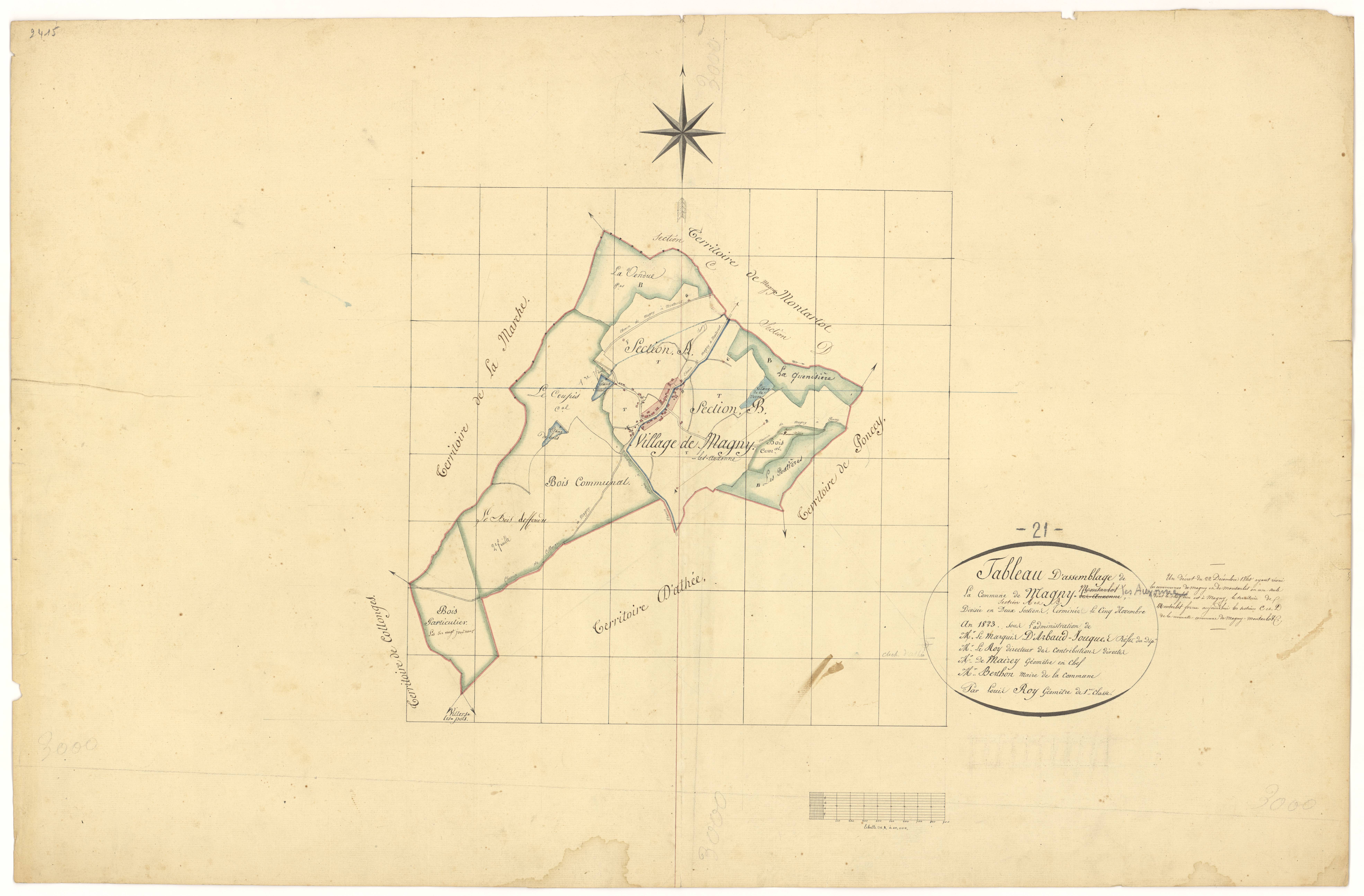 Magny-Montarlot - Tableau d'assemblage Magny - 3 P PLAN 364/1