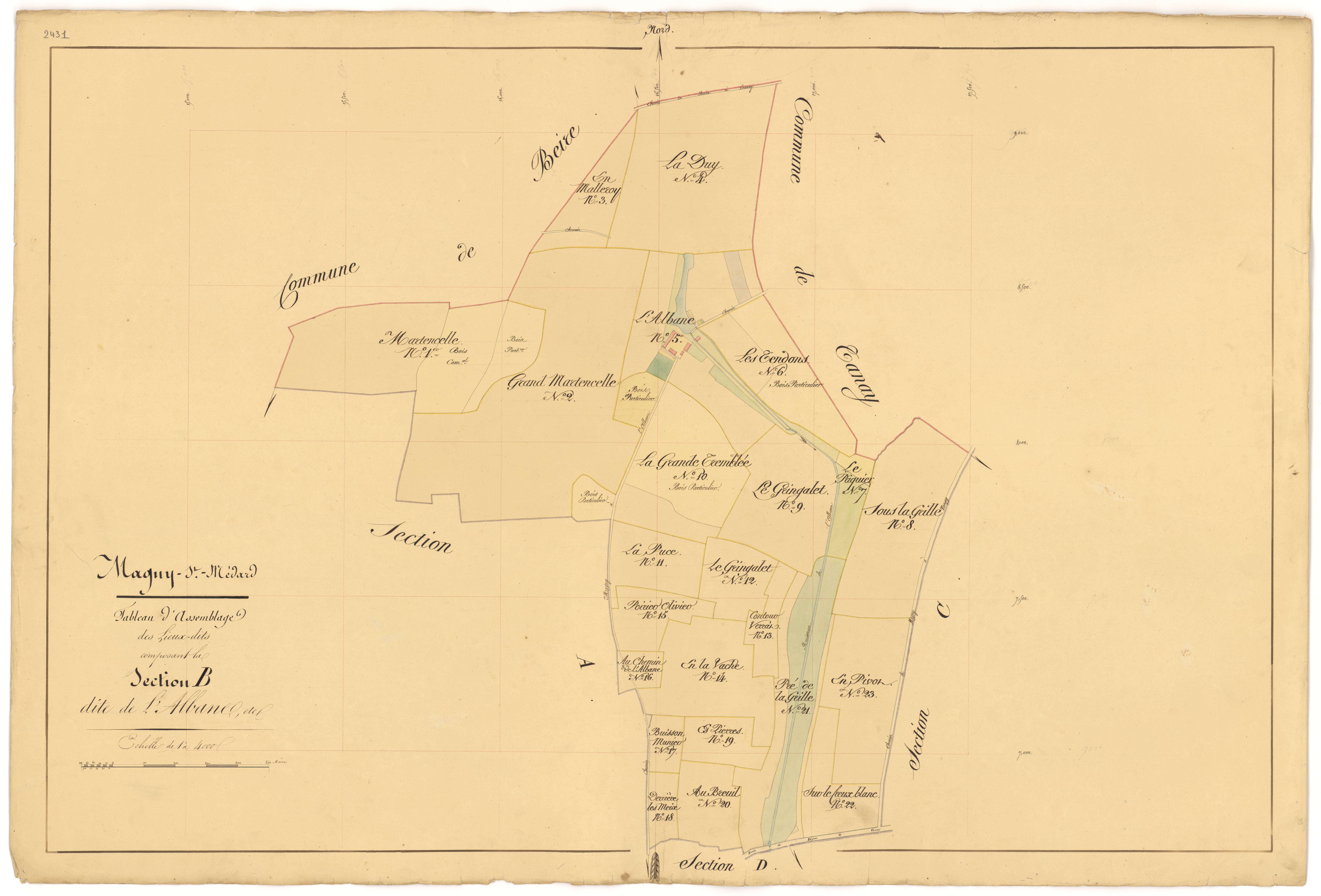 Magny-Saint-Médard - Section B (tableau d'assemblage) - 3 P PLAN 366/10