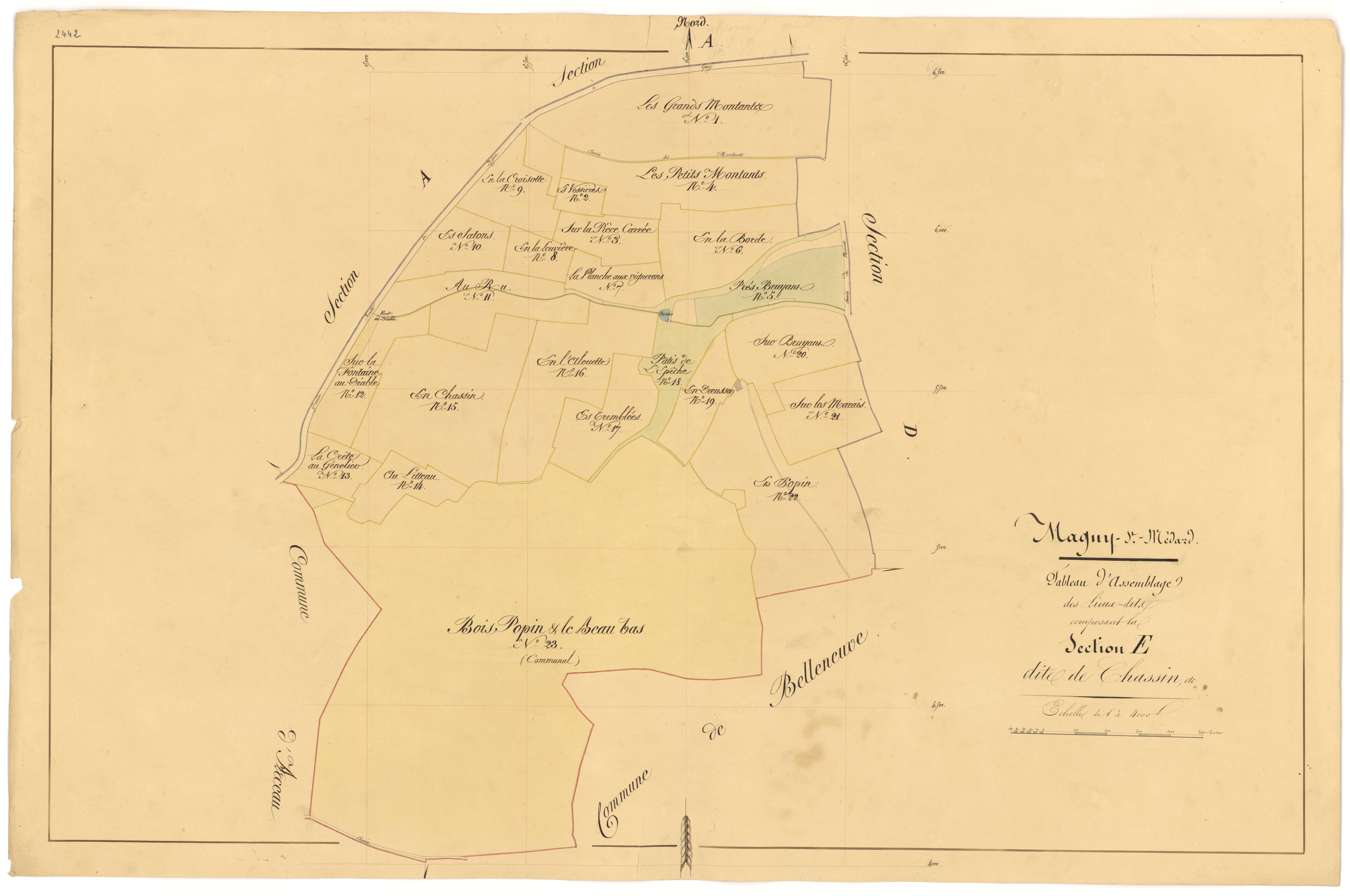 Magny-Saint-Médard - Section E (tableau d'assemblage) - 3 P PLAN 366/21