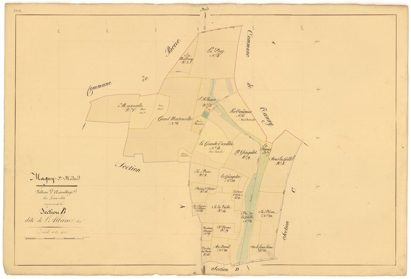 Magny-Saint-Médard - Section B (tableau d'assemblage) - 3 P PLAN 366/10