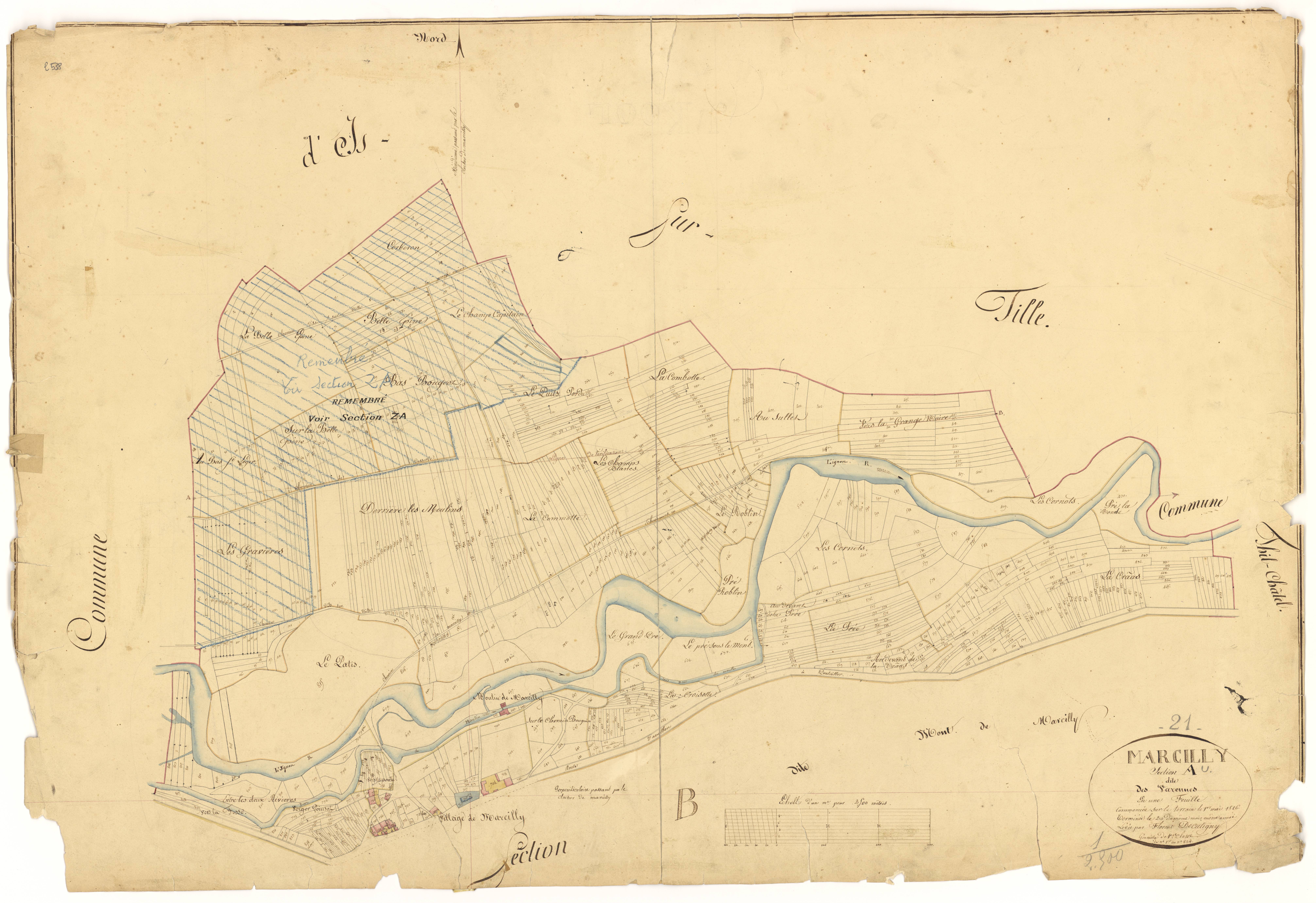 Marcilly-sur-Tille - Section A - 3 P PLAN 381/2