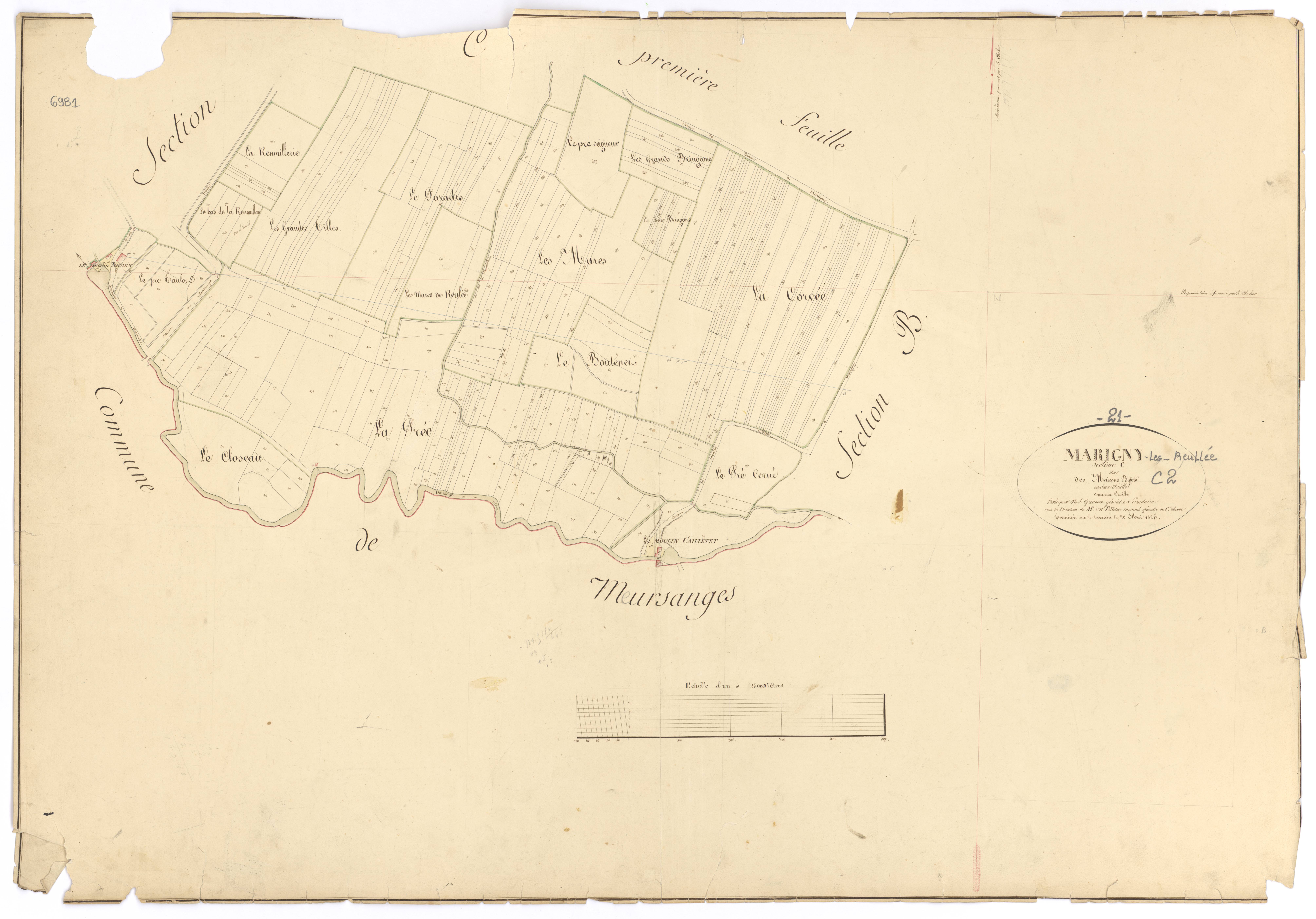 Marigny-lès-Reullée - Section C2 - 3 P PLAN 386/7