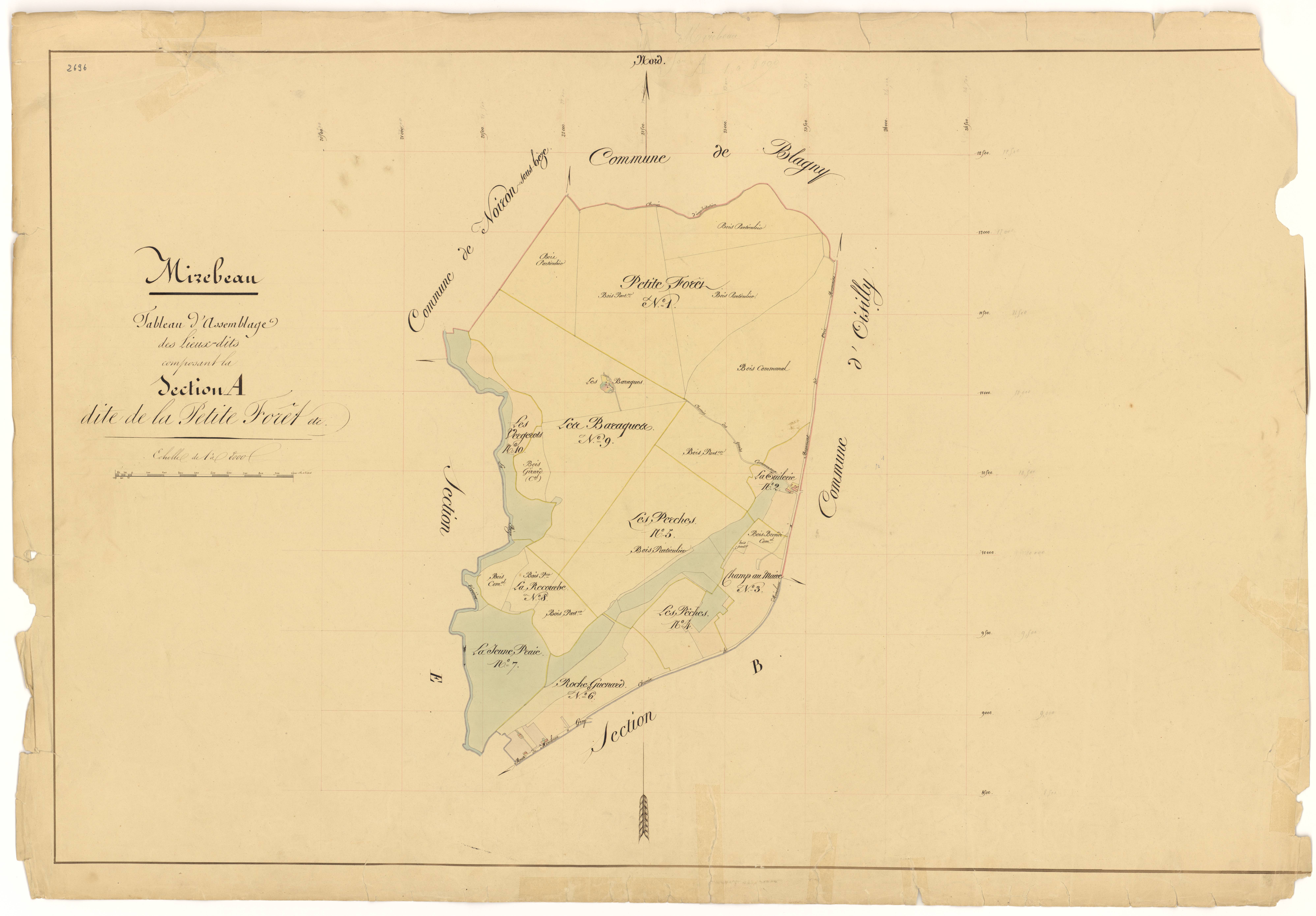 Mirebeau-sur-Bèze - Section A (tableau d'assemblage) - 3 P PLAN 415/2