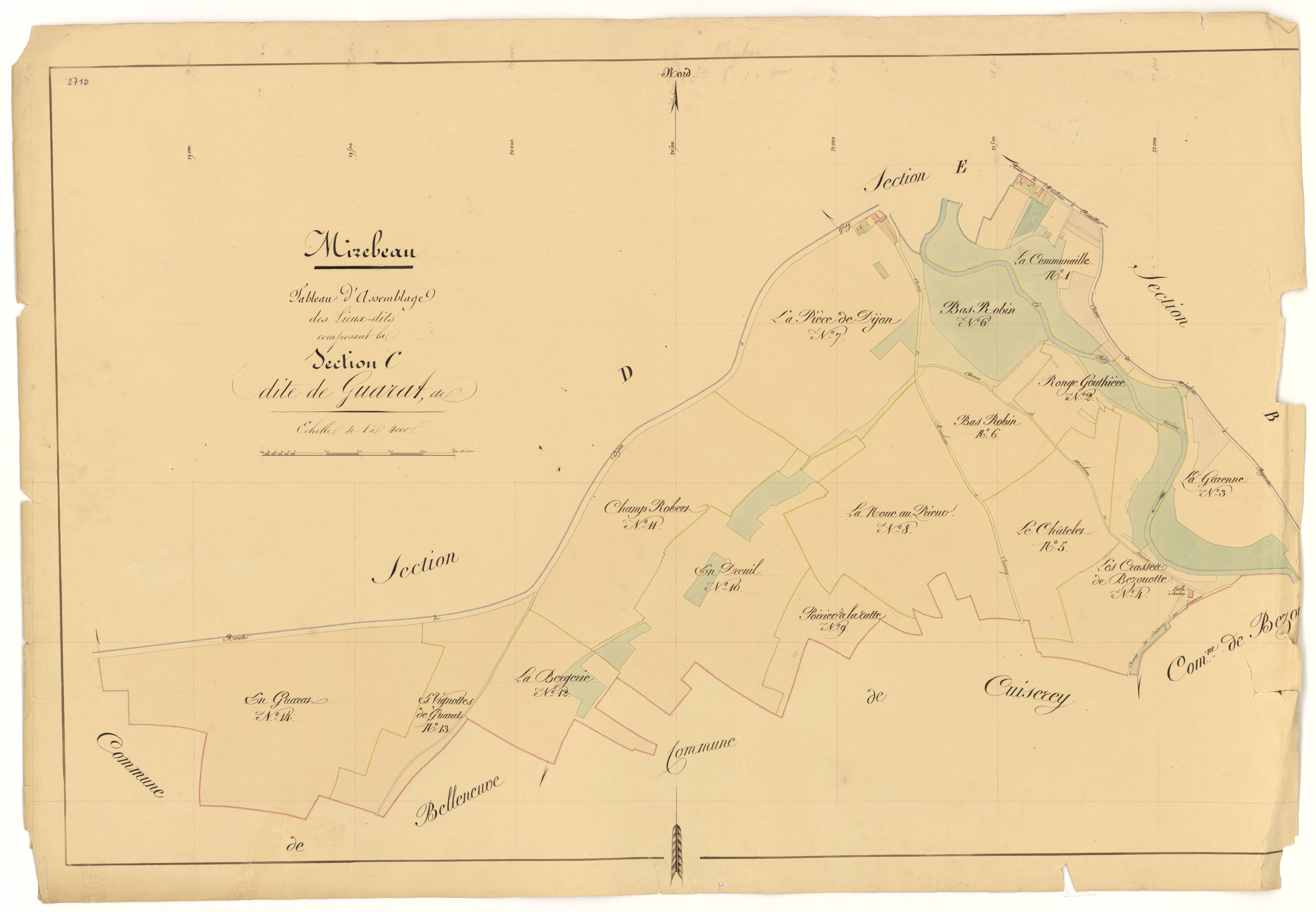 Mirebeau-sur-Bèze - Section C (tableau d'assemblage) - 3 P PLAN 415/16