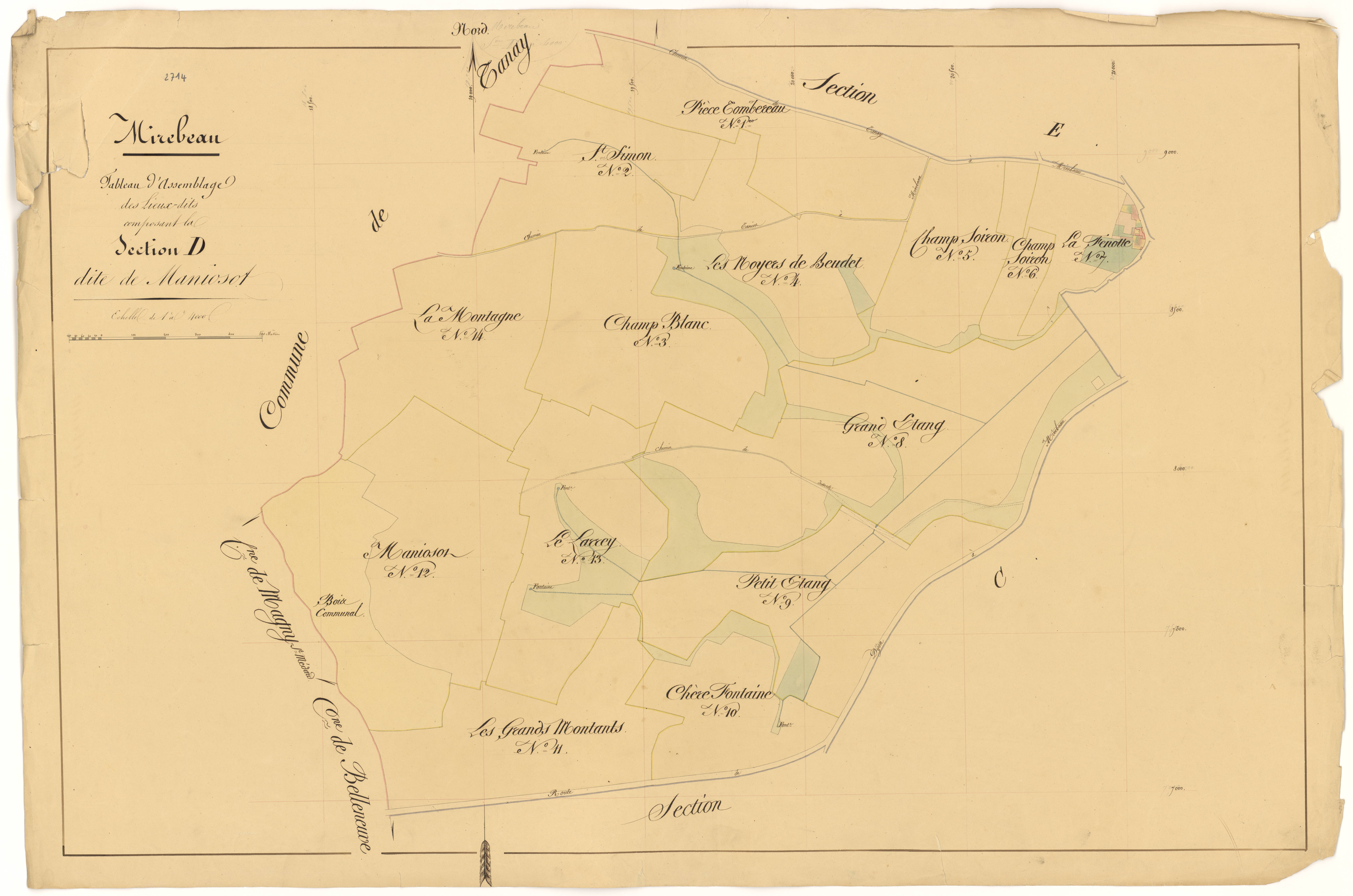 Mirebeau-sur-Bèze - Section D (tableau d'assemblage) - 3 P PLAN 415/20