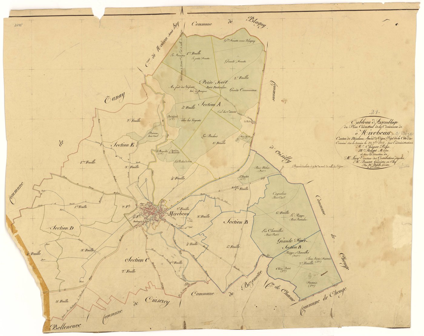 Mirebeau-sur-Bèze - Tableau d'assemblage - 3 P PLAN 415/1